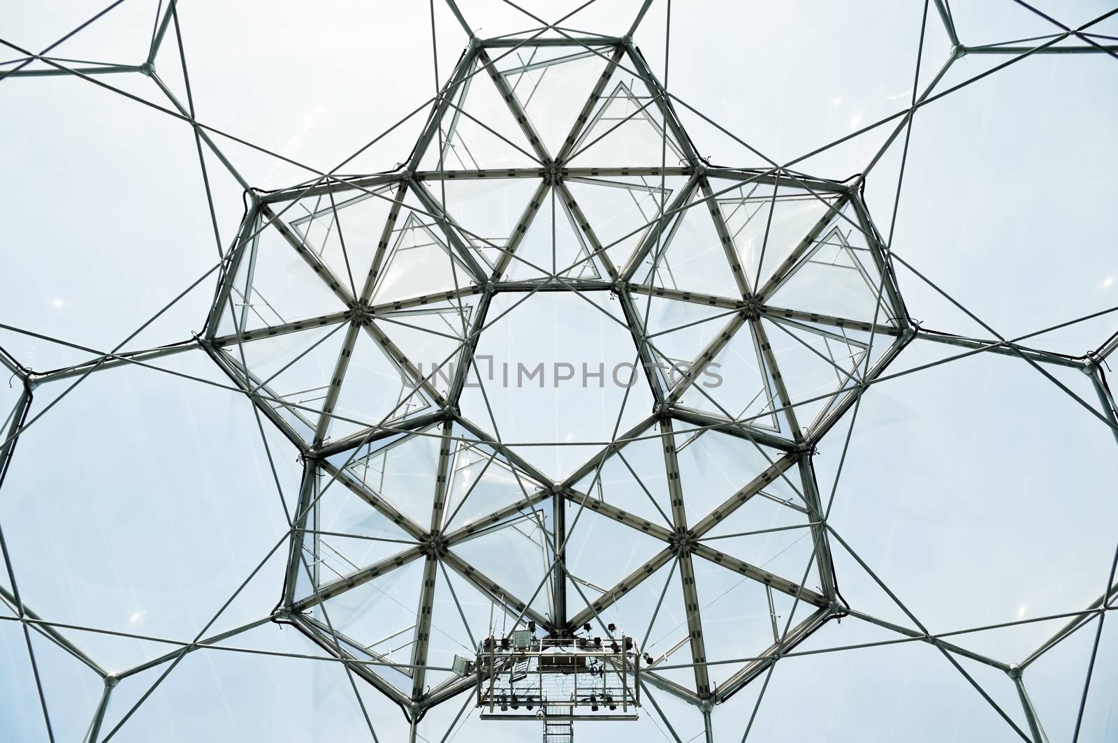 geometric shapes on a giant bio-dome greenhouse roof