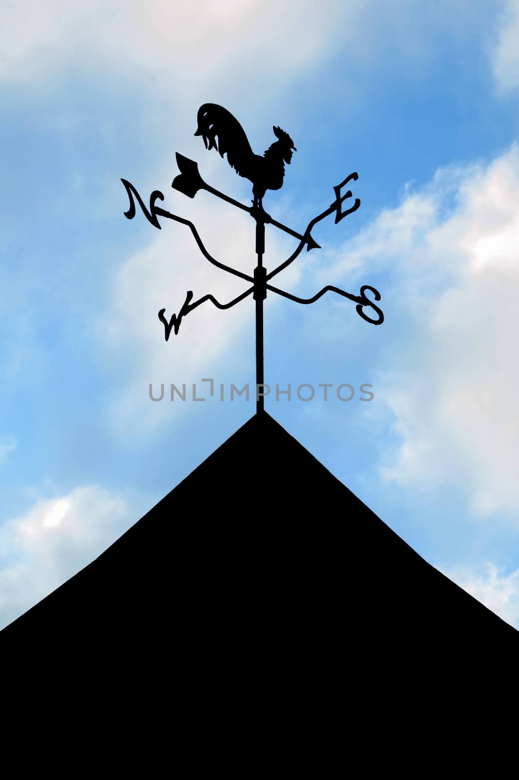 silhouette of a weather vane wind direction indicator