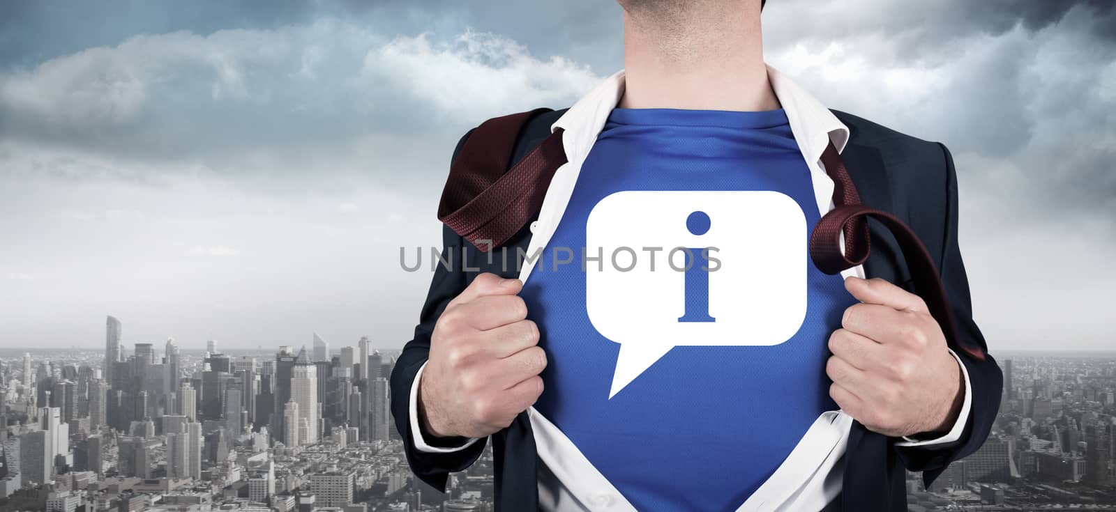 Composite image of businessman opening his shirt superhero style by Wavebreakmedia