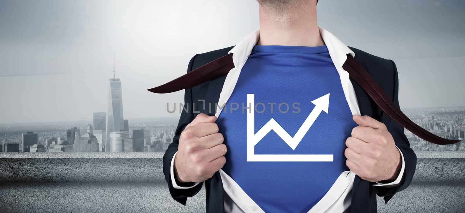 Composite image of businessman opening his shirt superhero style by Wavebreakmedia