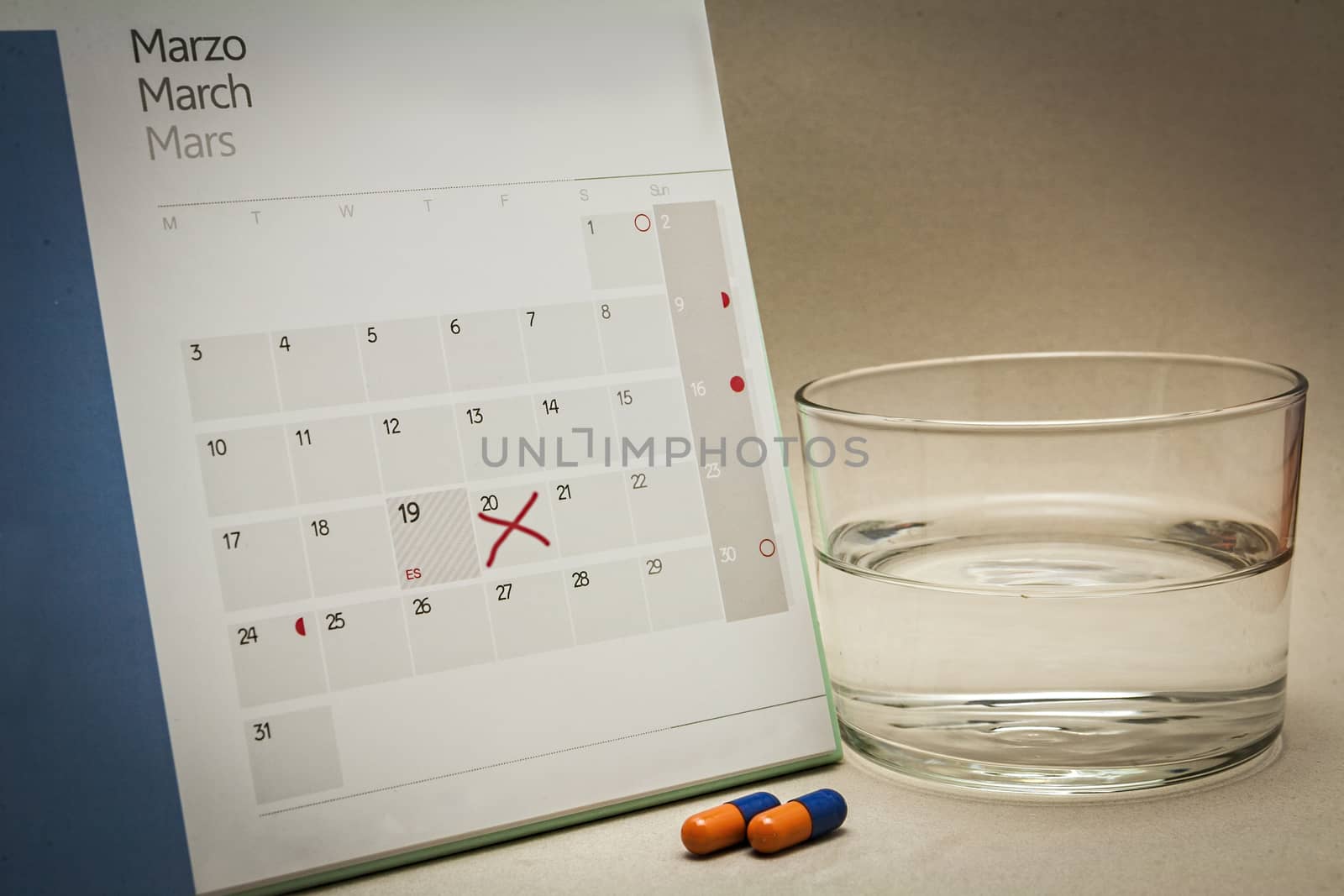 control pills on a calendar 