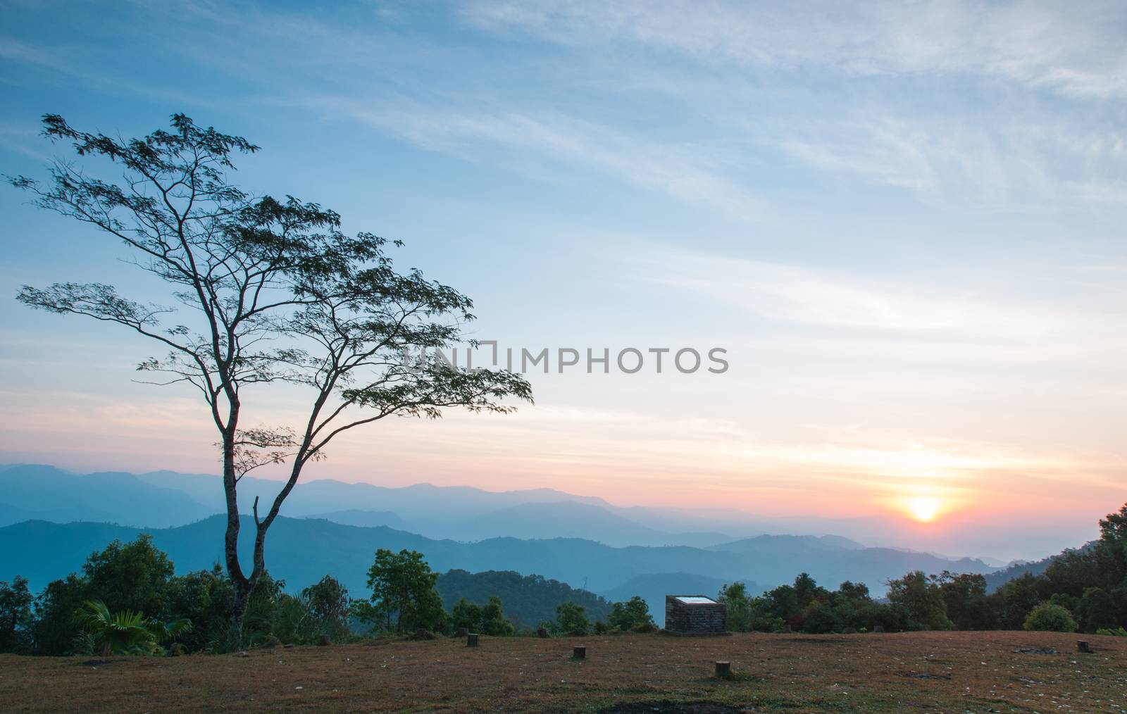 Majestic sunset in the mountains landscape. by Sorapop