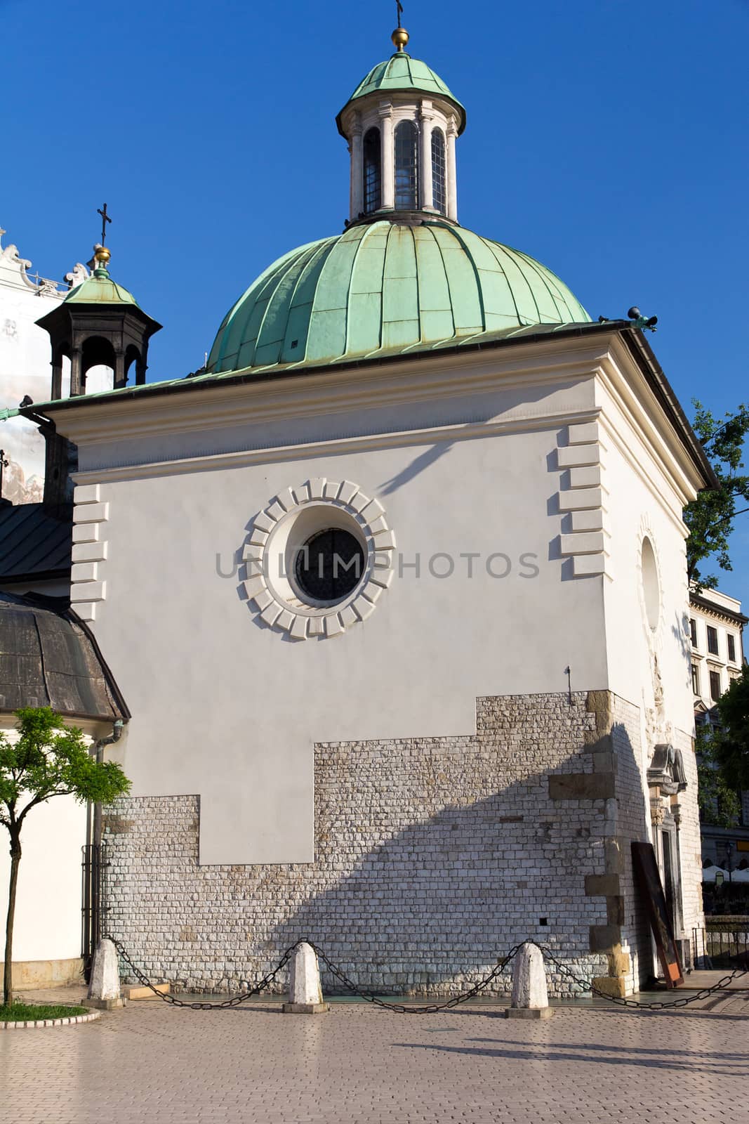 baroque Church of St. Wojciech on main market square in cracow in poland