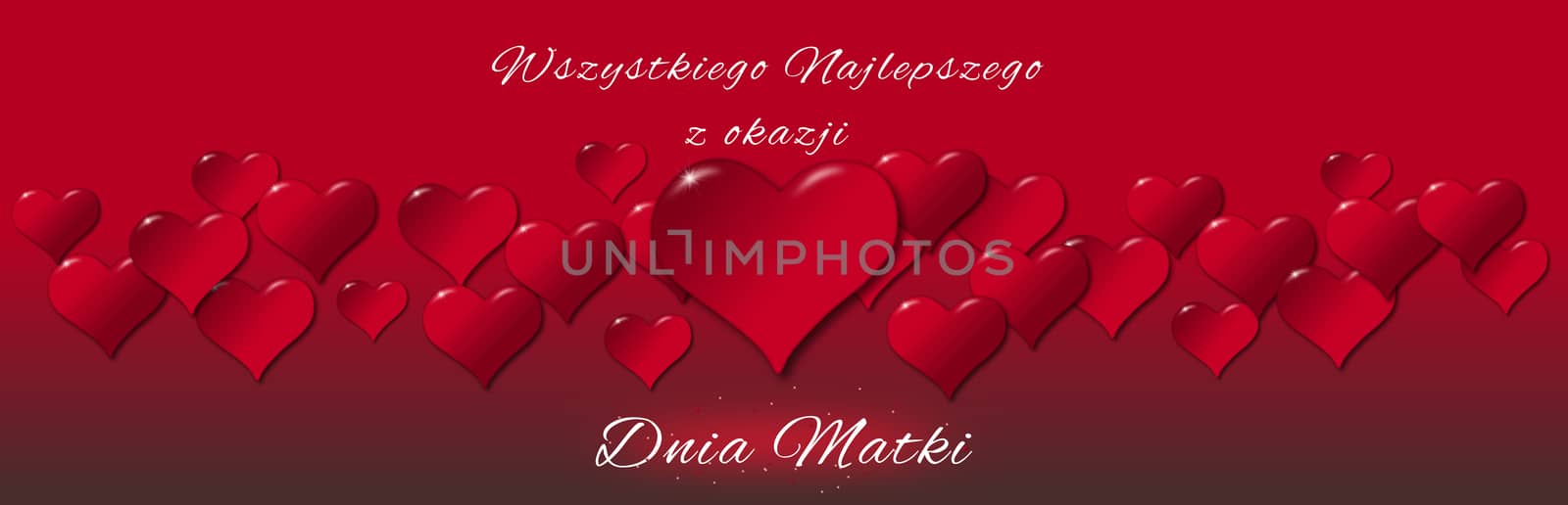 Illustration of hearts for a Mother's Day on a red background