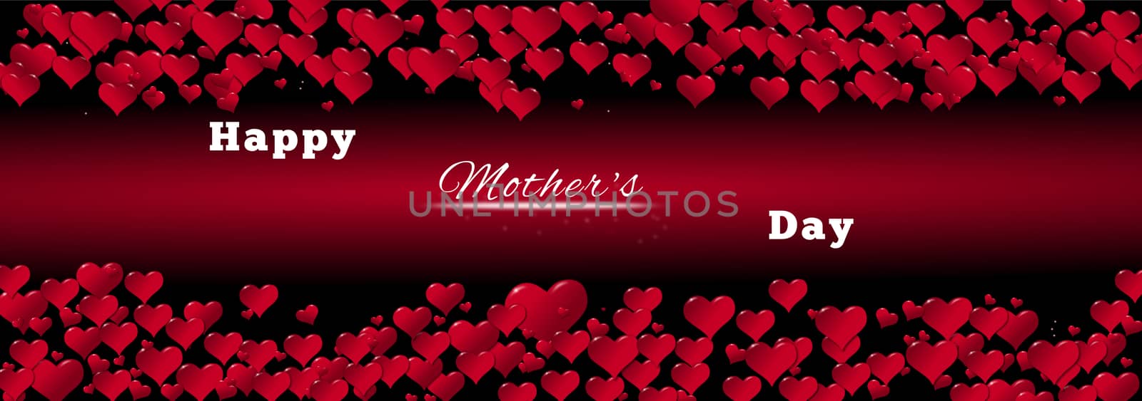 Banner of hearts for a Mother's Day on a red background