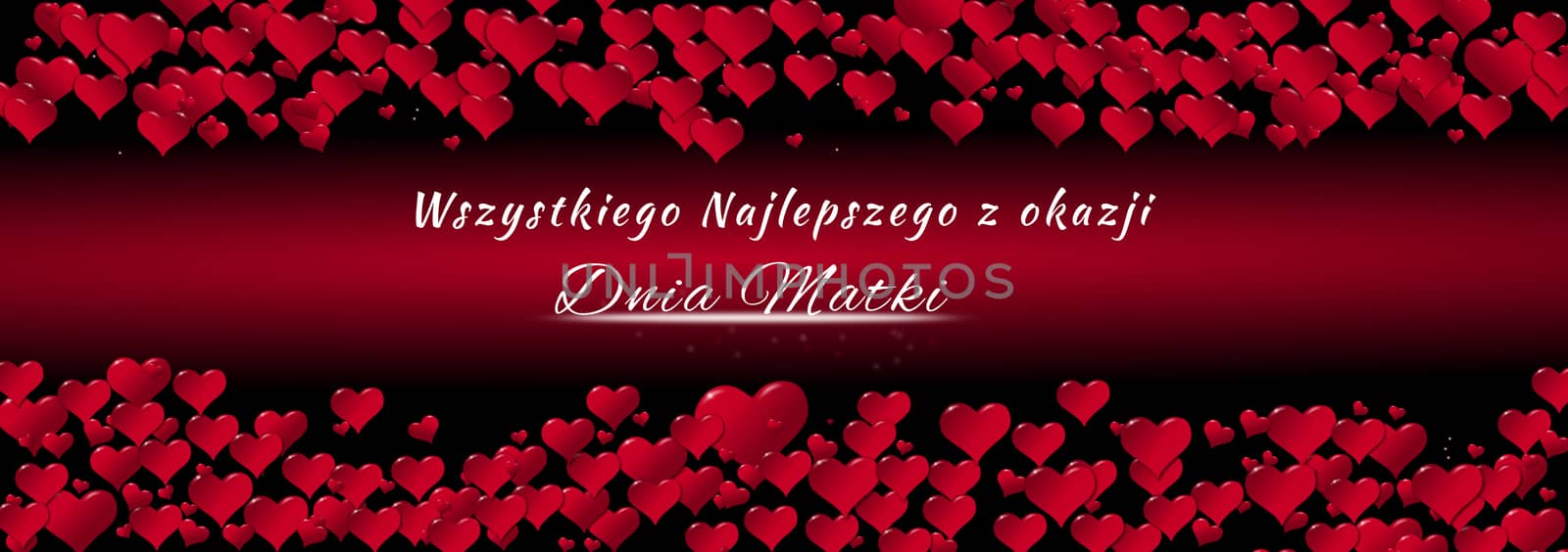 Banner of hearts for Mother's Day red background in Polish by sylwia