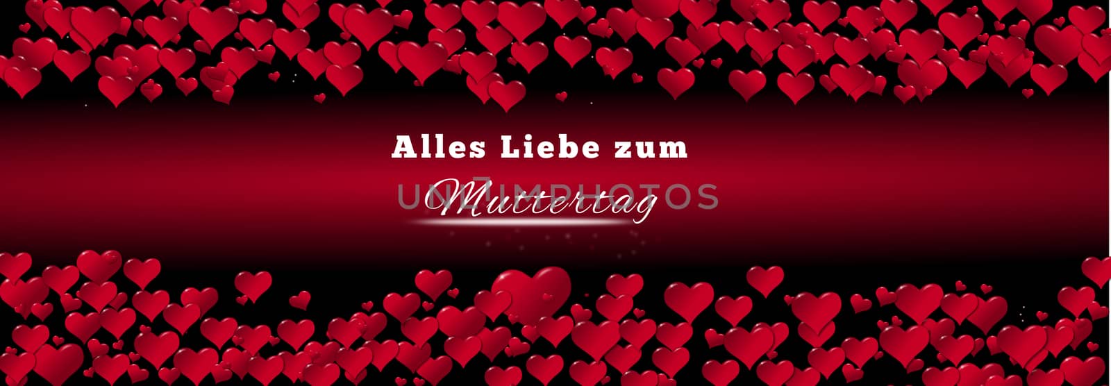 Banner of hearts for Mother's Day red background in German by sylwia