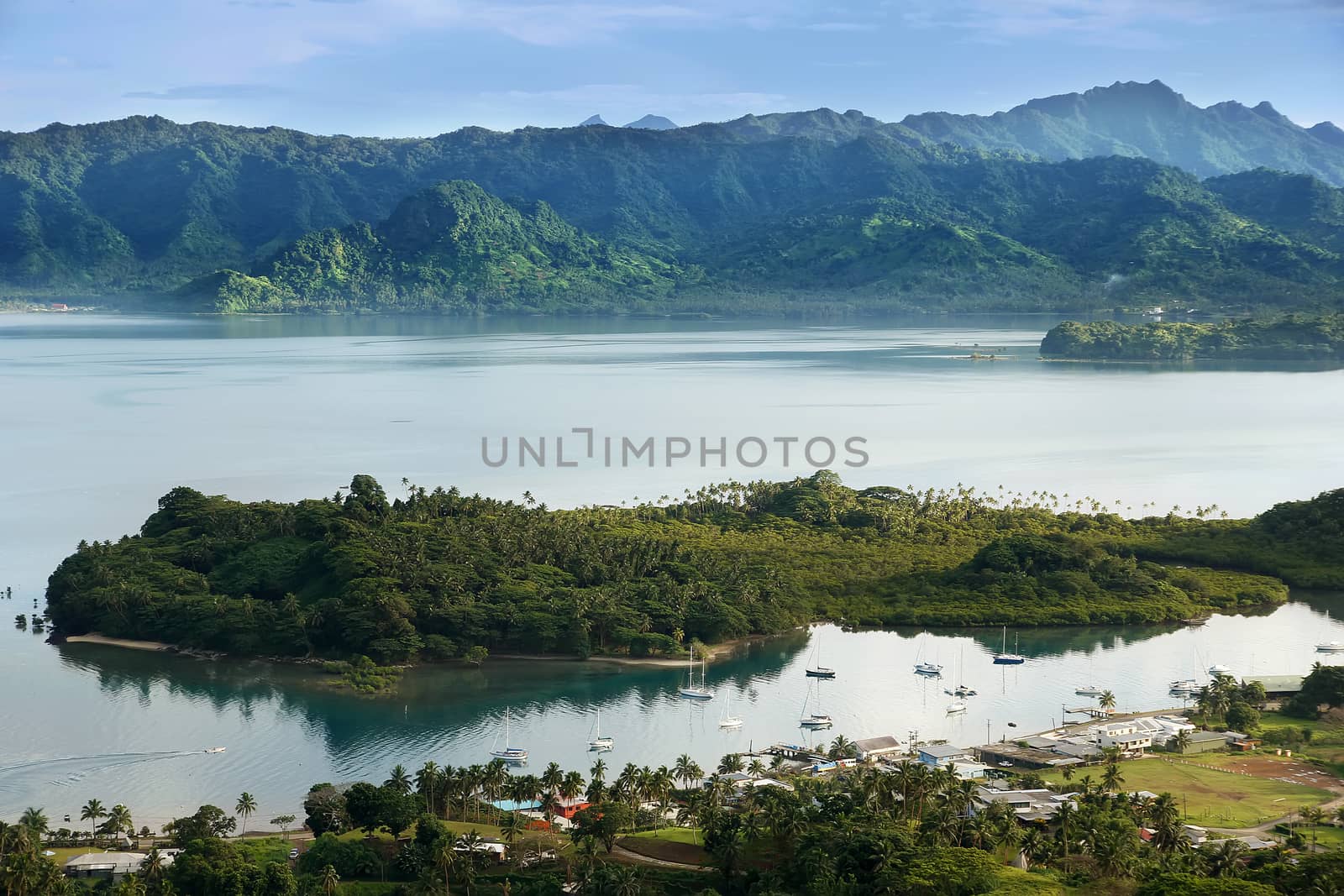 Savusavu marina and Nawi islet, Vanua Levu island, Fiji, South Pacific