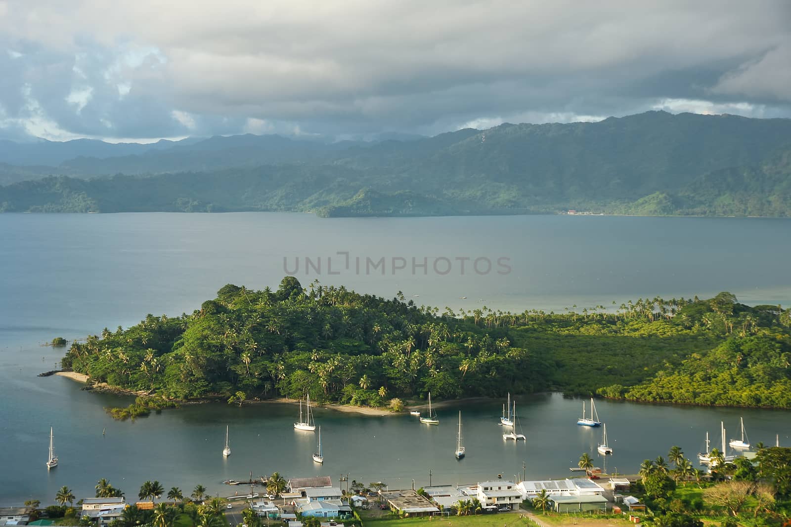 Savusavu marina and Nawi islet, Vanua Levu island, Fiji by donya_nedomam