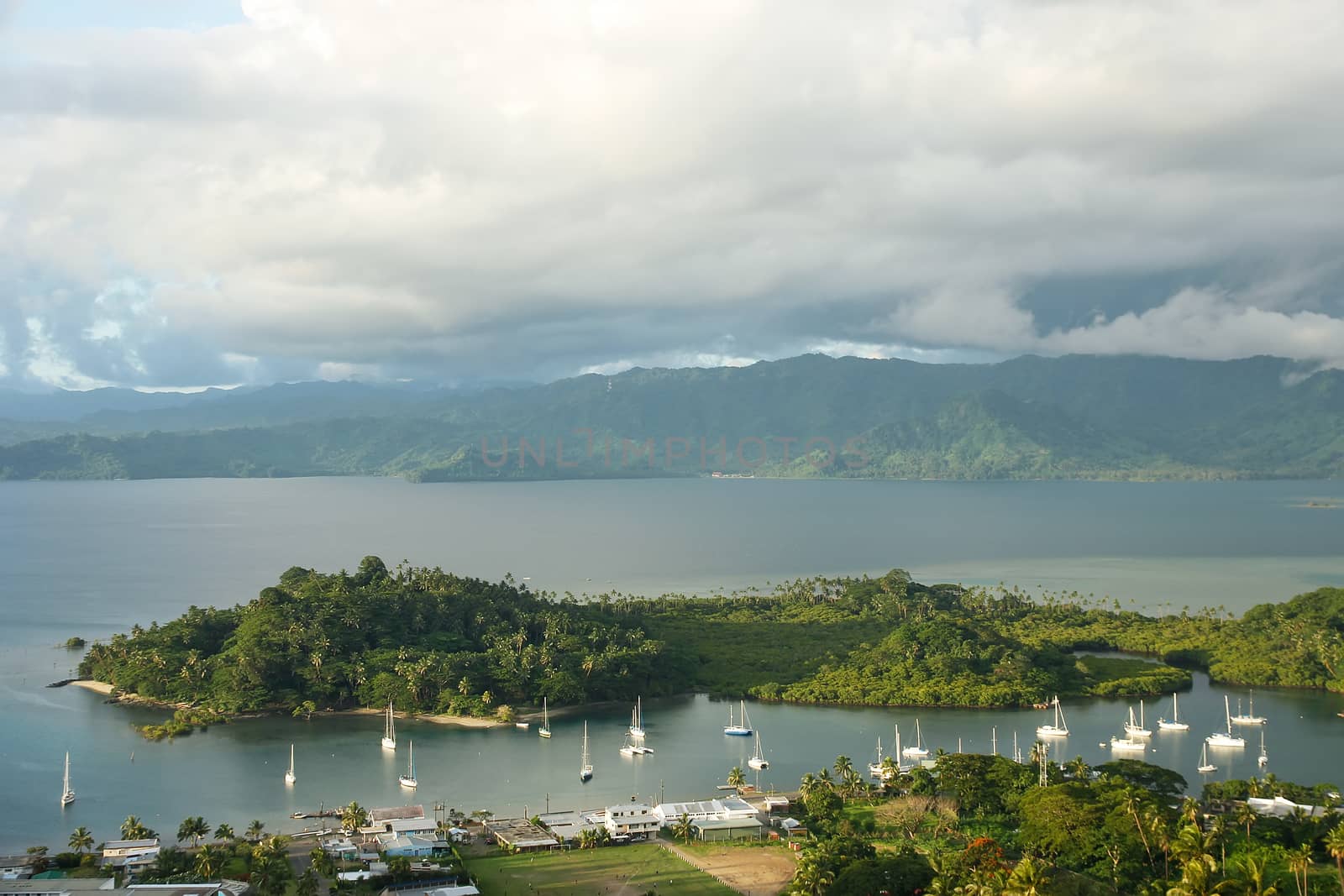 Savusavu marina and Nawi islet, Vanua Levu island, Fiji, South Pacific