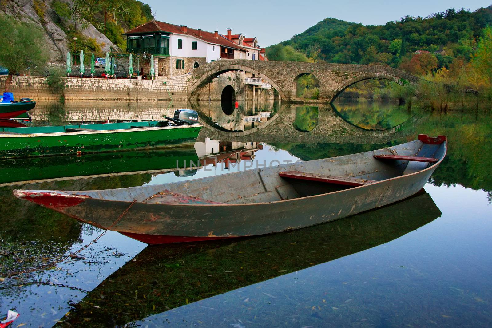 Boat at Crnojevica river, Montenegro, Balkans