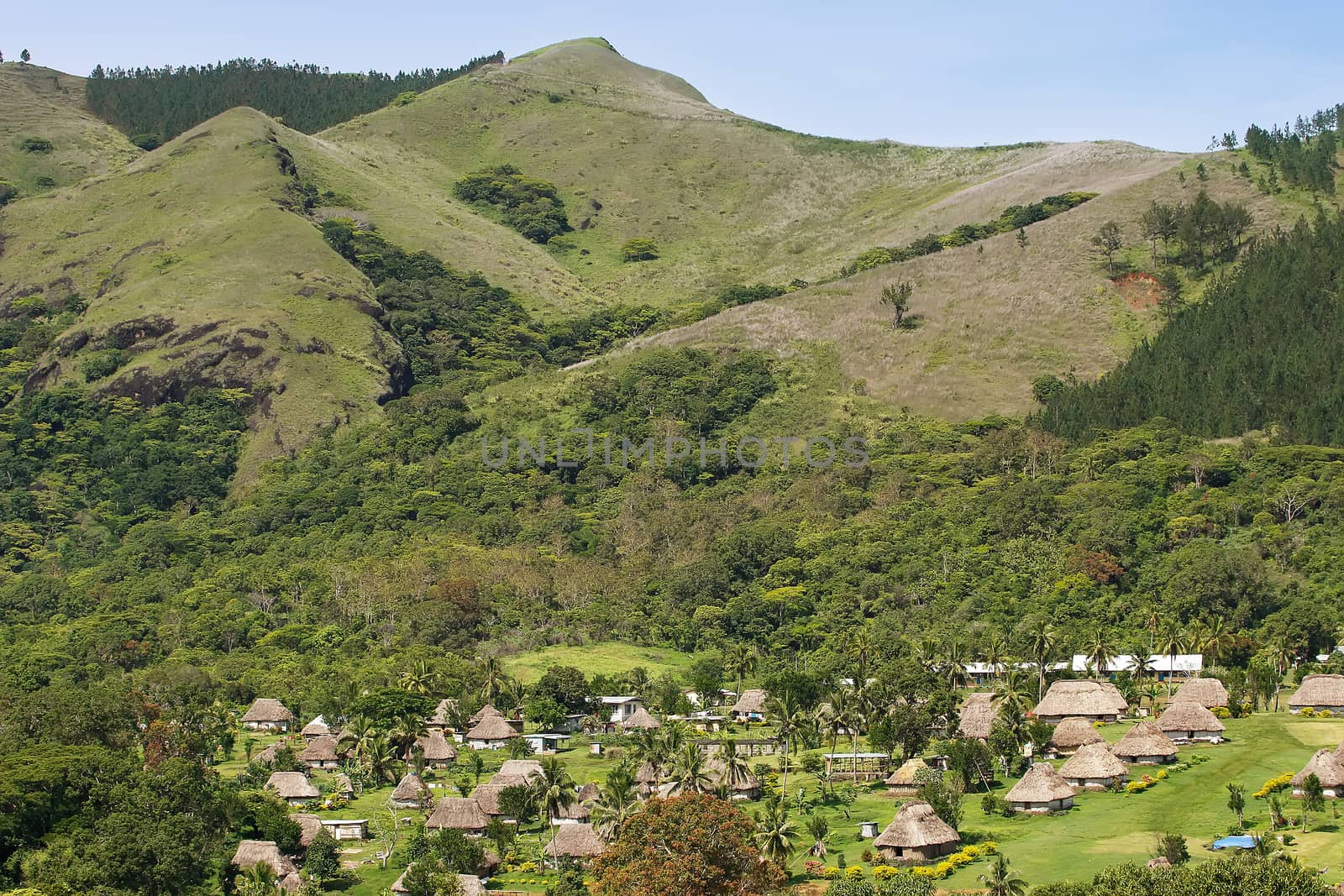 Traditional houses of Navala village, Viti Levu island, Fiji