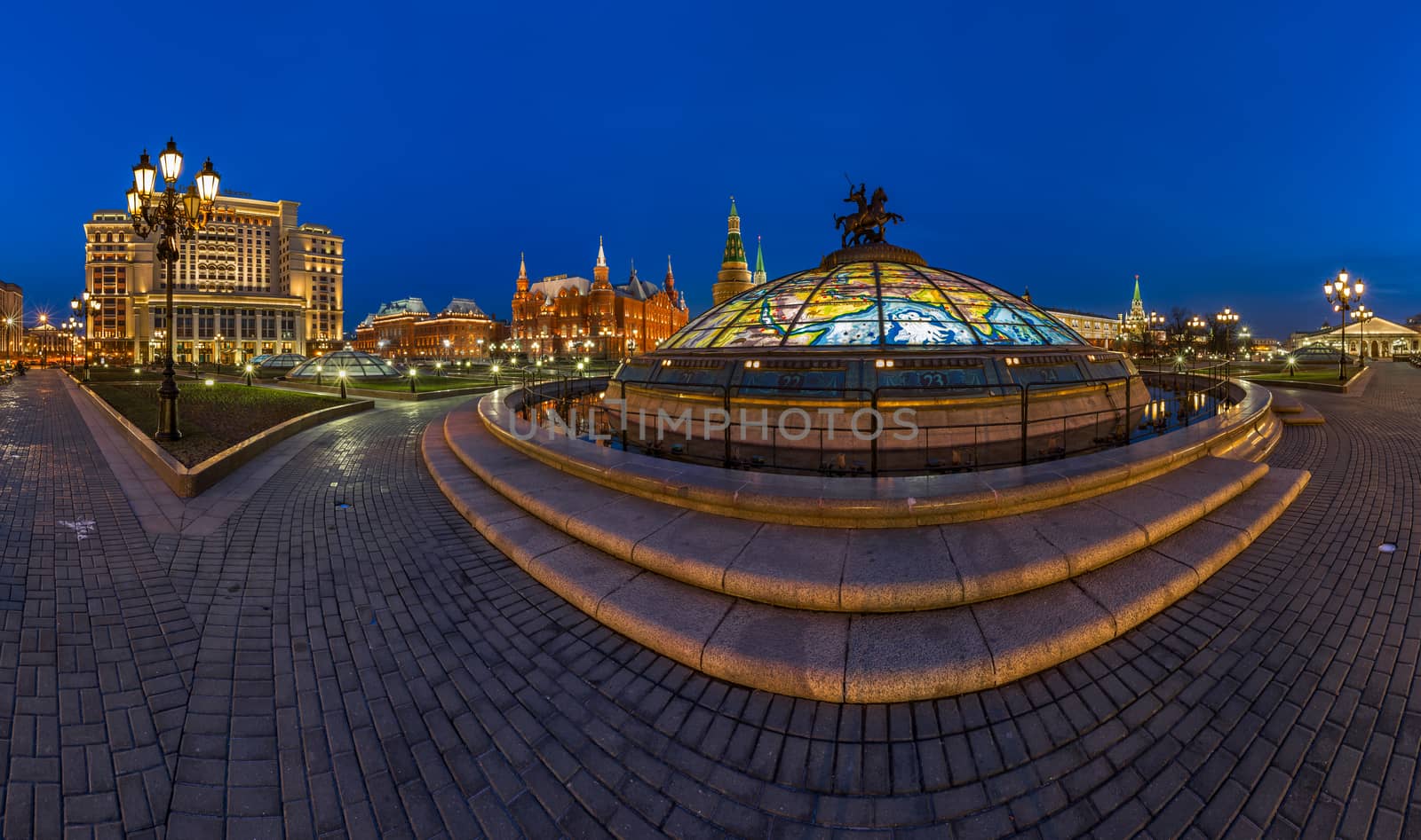 Panorama of Manege Square and Moscow Kremlin in the Evening, Mos by anshar