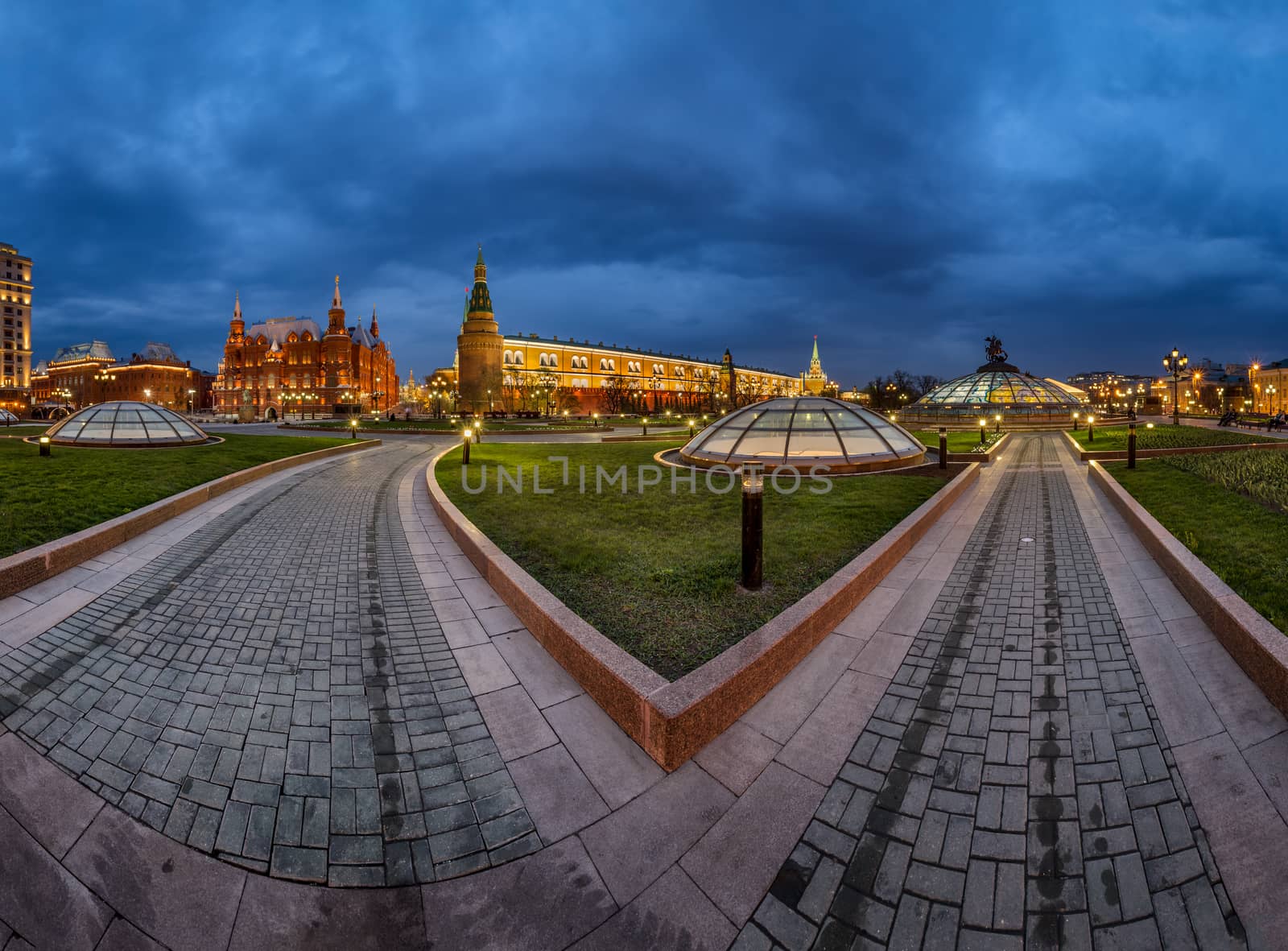 Panorama of Manege Square and Moscow Kremlin in the Evening, Mos by anshar