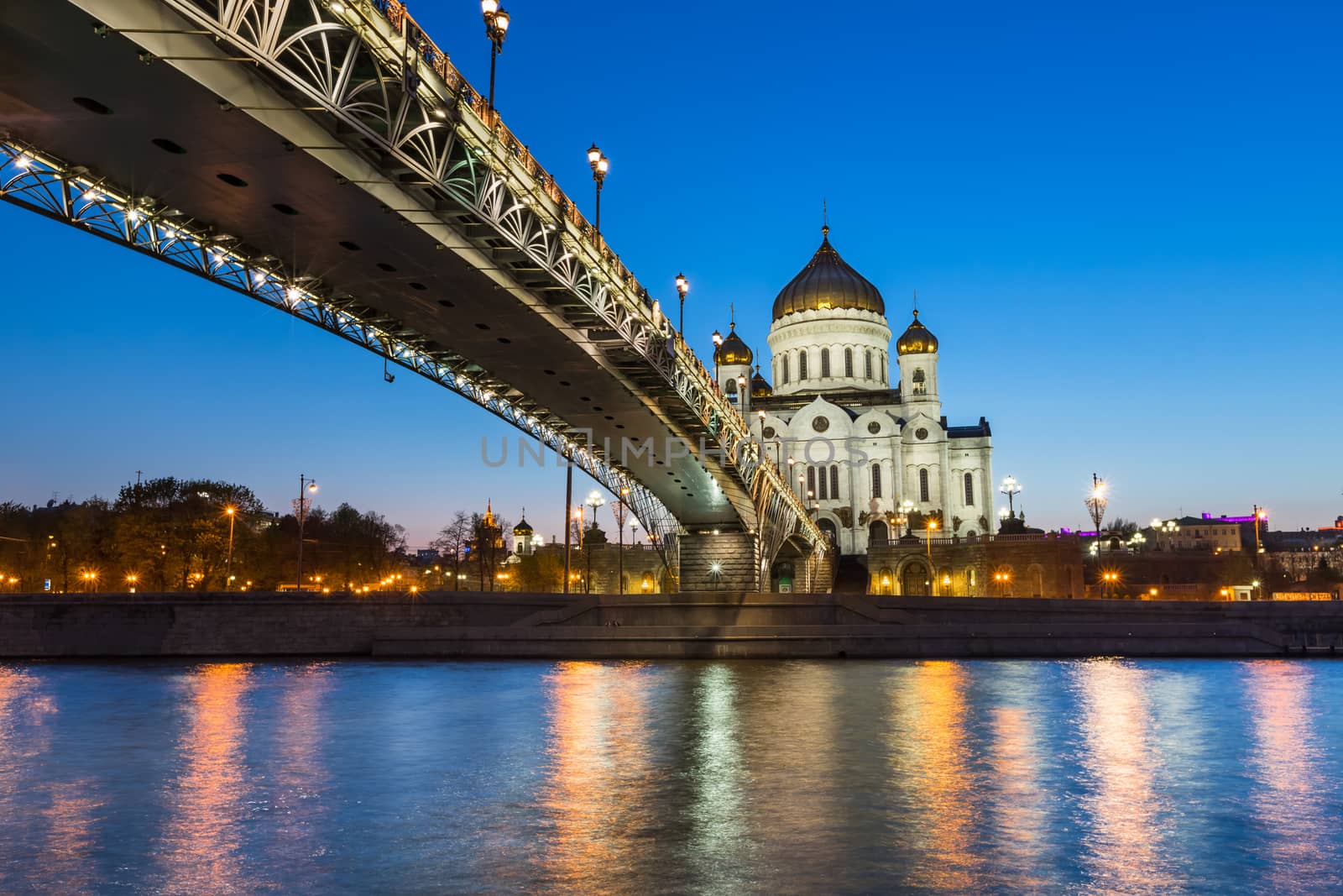 Cathedral of Christ the Saviour and Patriarshy Bridge in the Eve by anshar