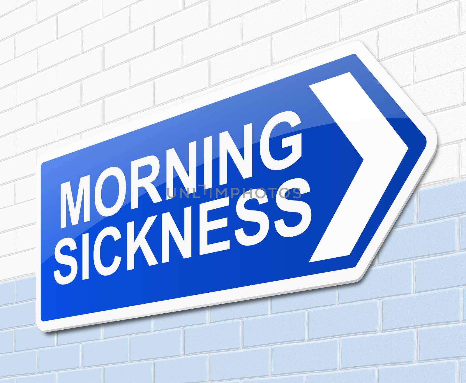 Illustration depicting a sign with a morning sickness concept.