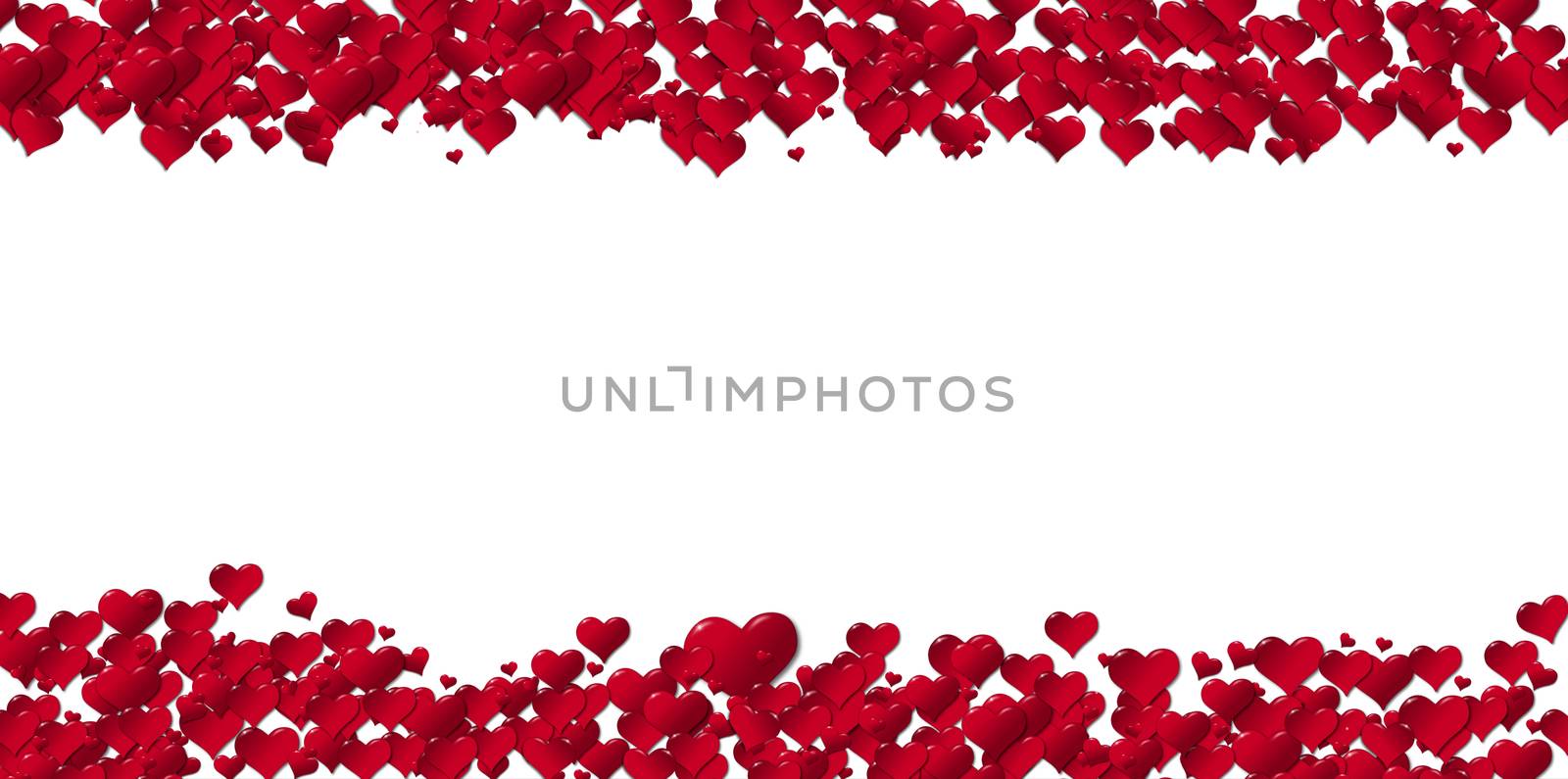 Banner of hearts for holidays on a white background