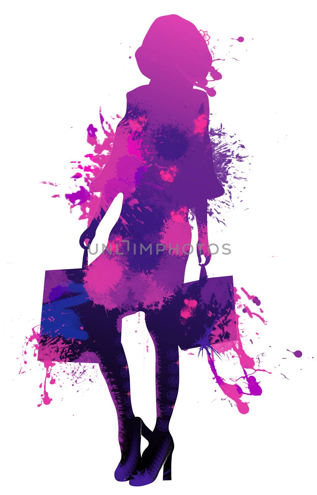 Beautiful young woman silhouette shopping by sylwia