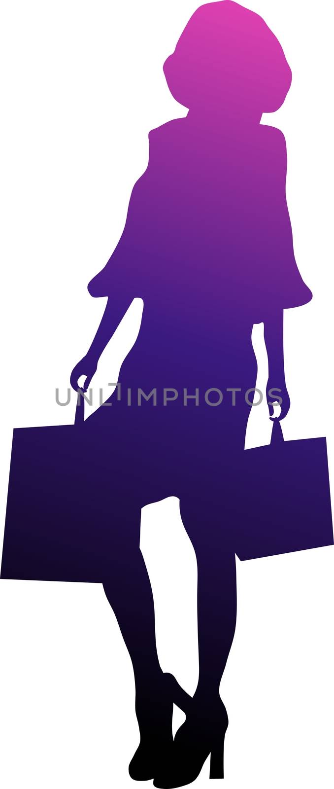 Beautiful young woman silhouette shopping by sylwia