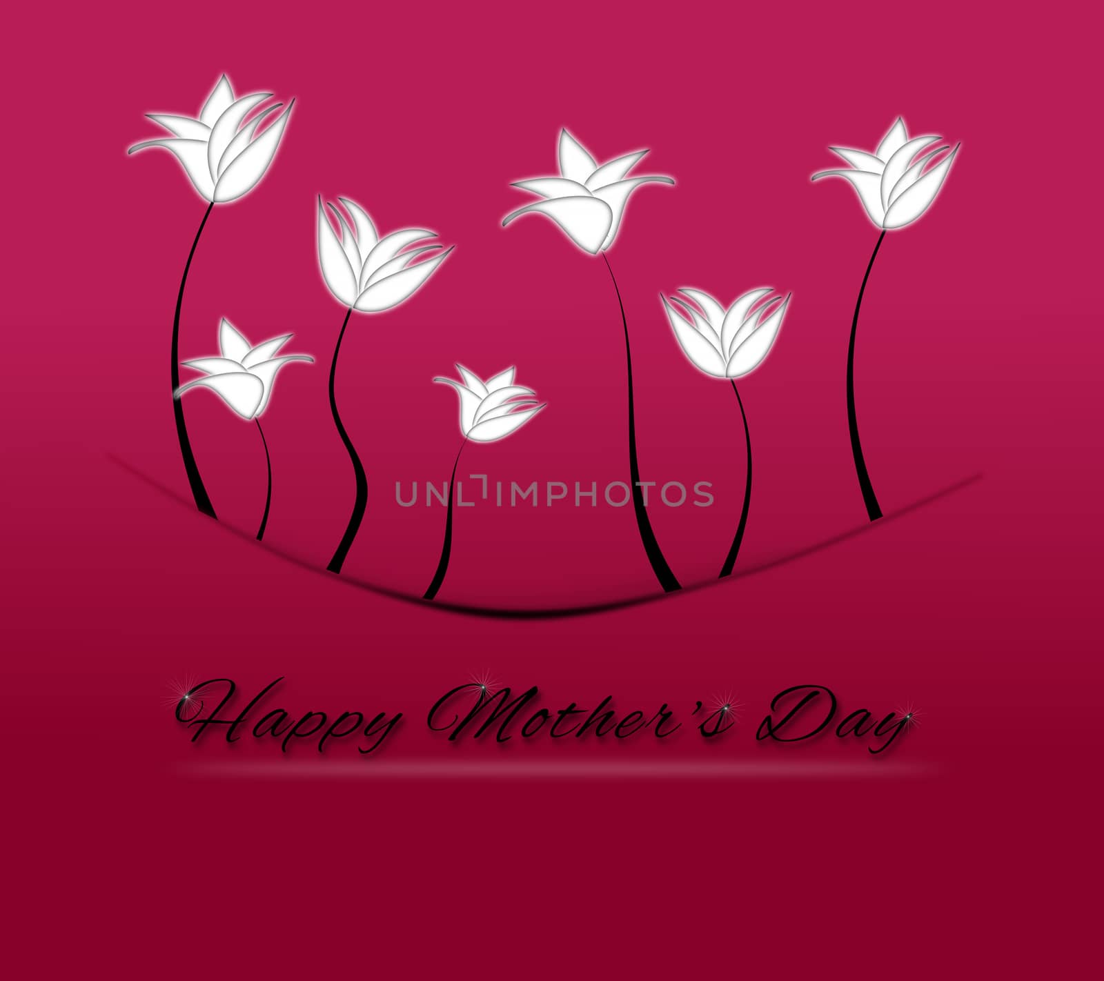 White flowers tucked away in pocket,envelope on a dark red background on mother's day