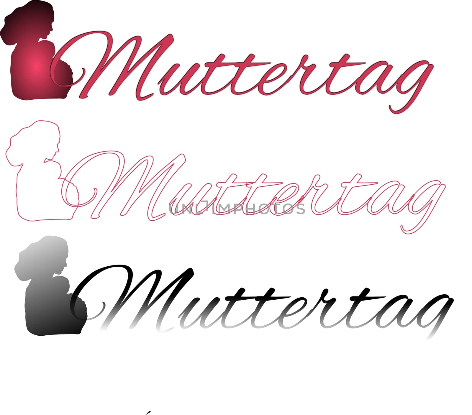 Set "Mother's day" shadow of mother baby in German by sylwia