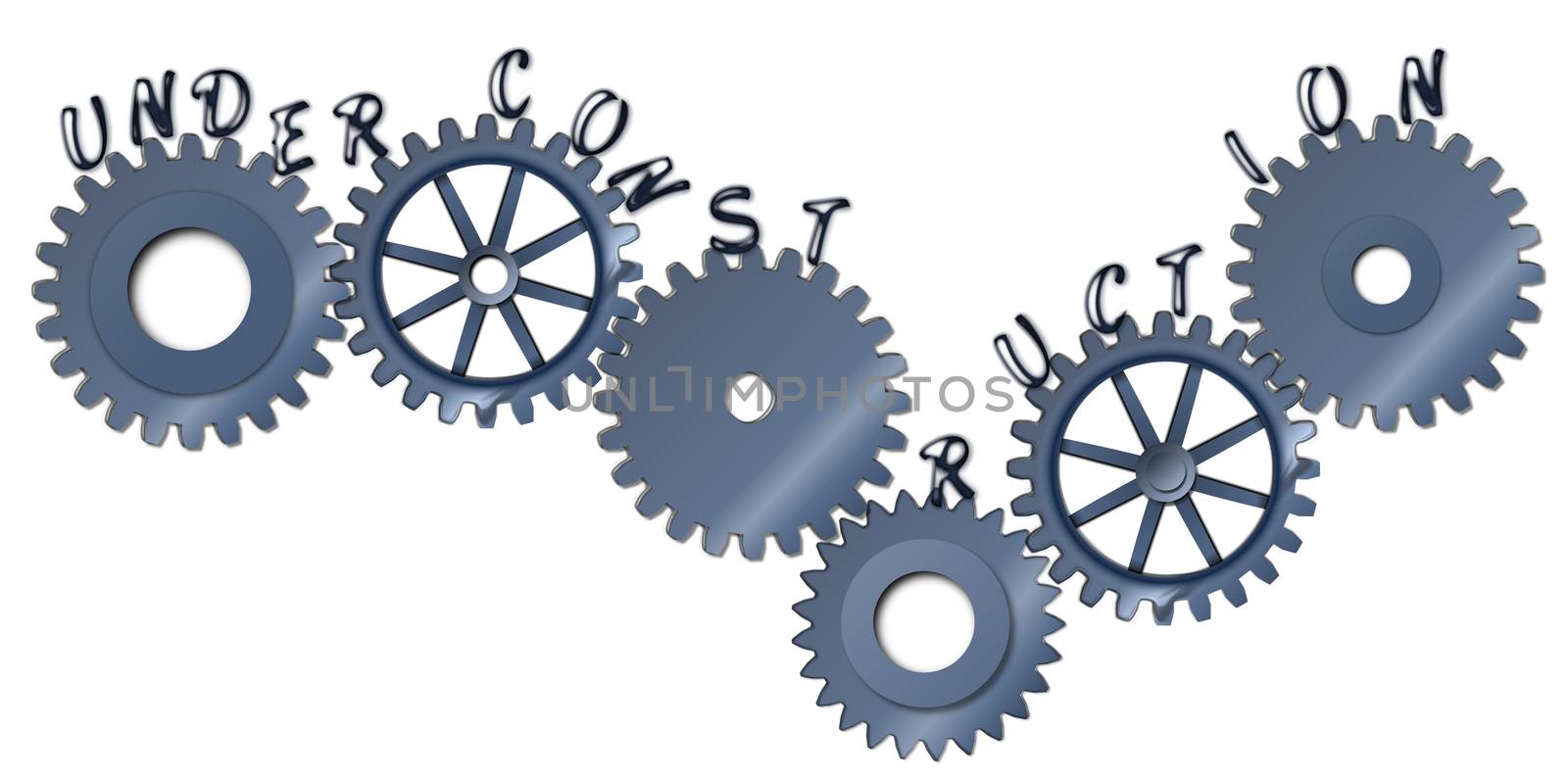 Abstract cogwheels as under construction mechanism information isolated on a white background