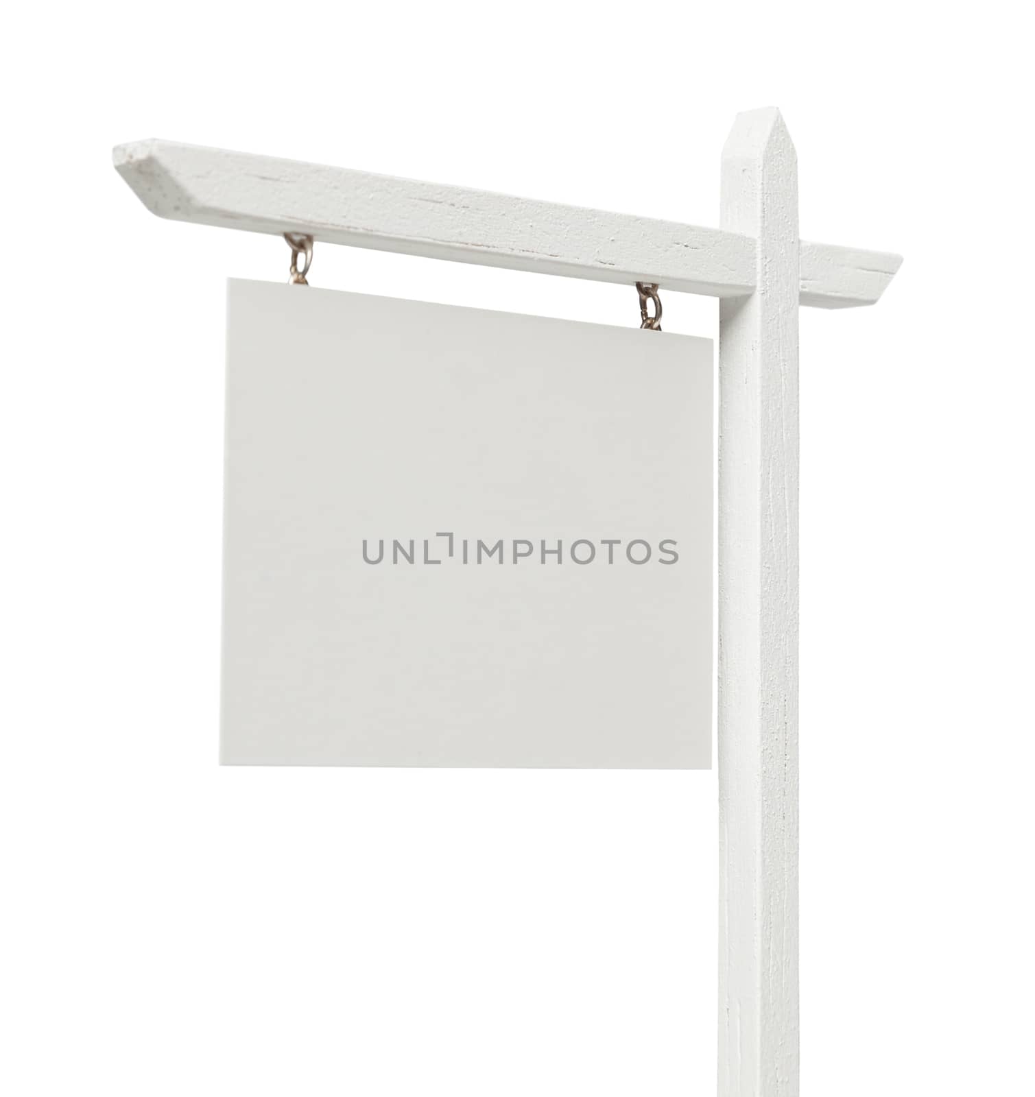 Blank Real Estate Sign Isolated on a White Background with Clipping Path.