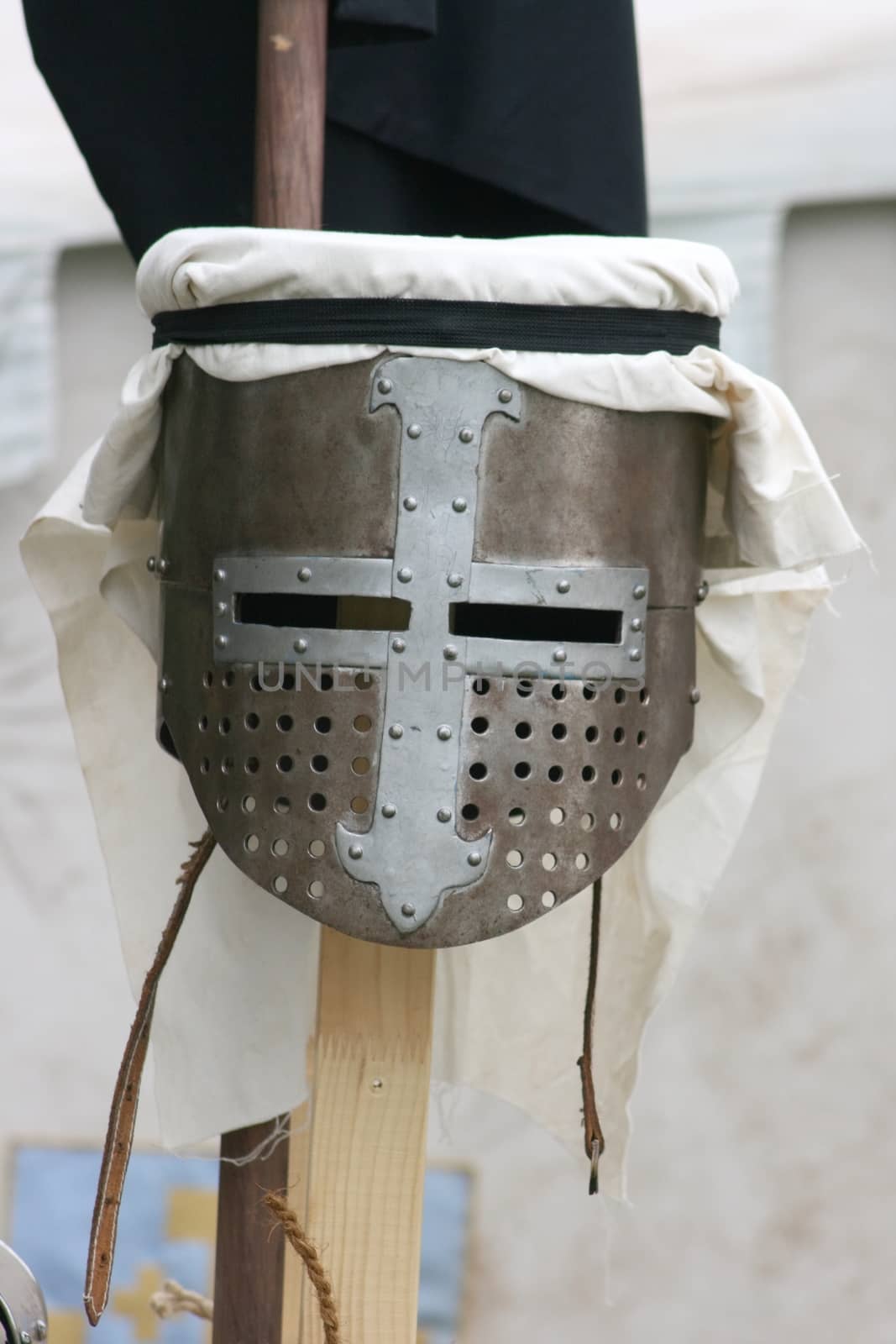 Iron Knight helmet with eye slits and cross