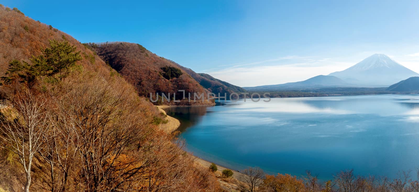 Panorama of Mountain Fuji fujisan with Motosu lake by vichie81