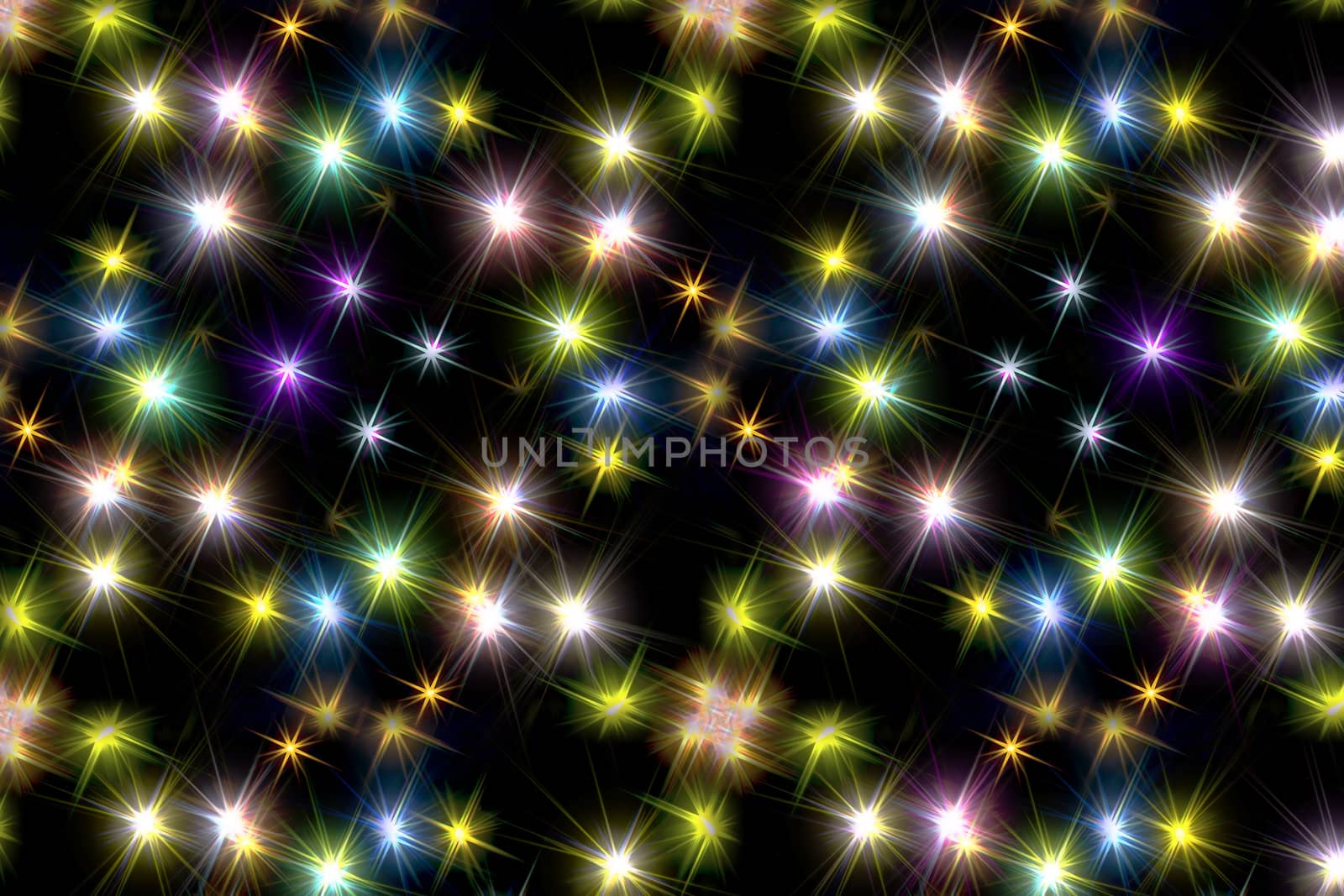 
Abstraction in the form of a multicolored shining stars on a black background