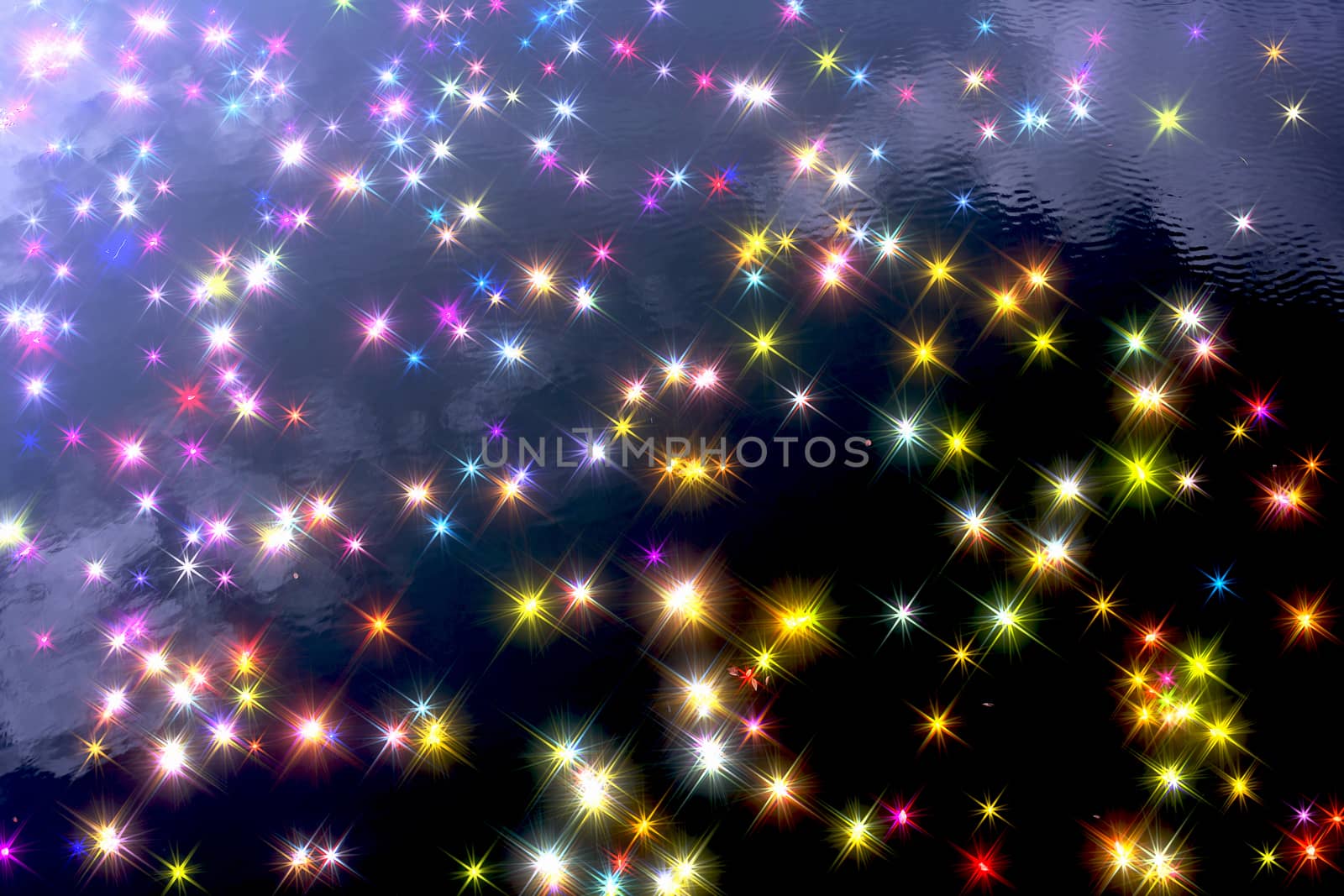 
Abstract colorful background as a reflection of multicolored stars in the water