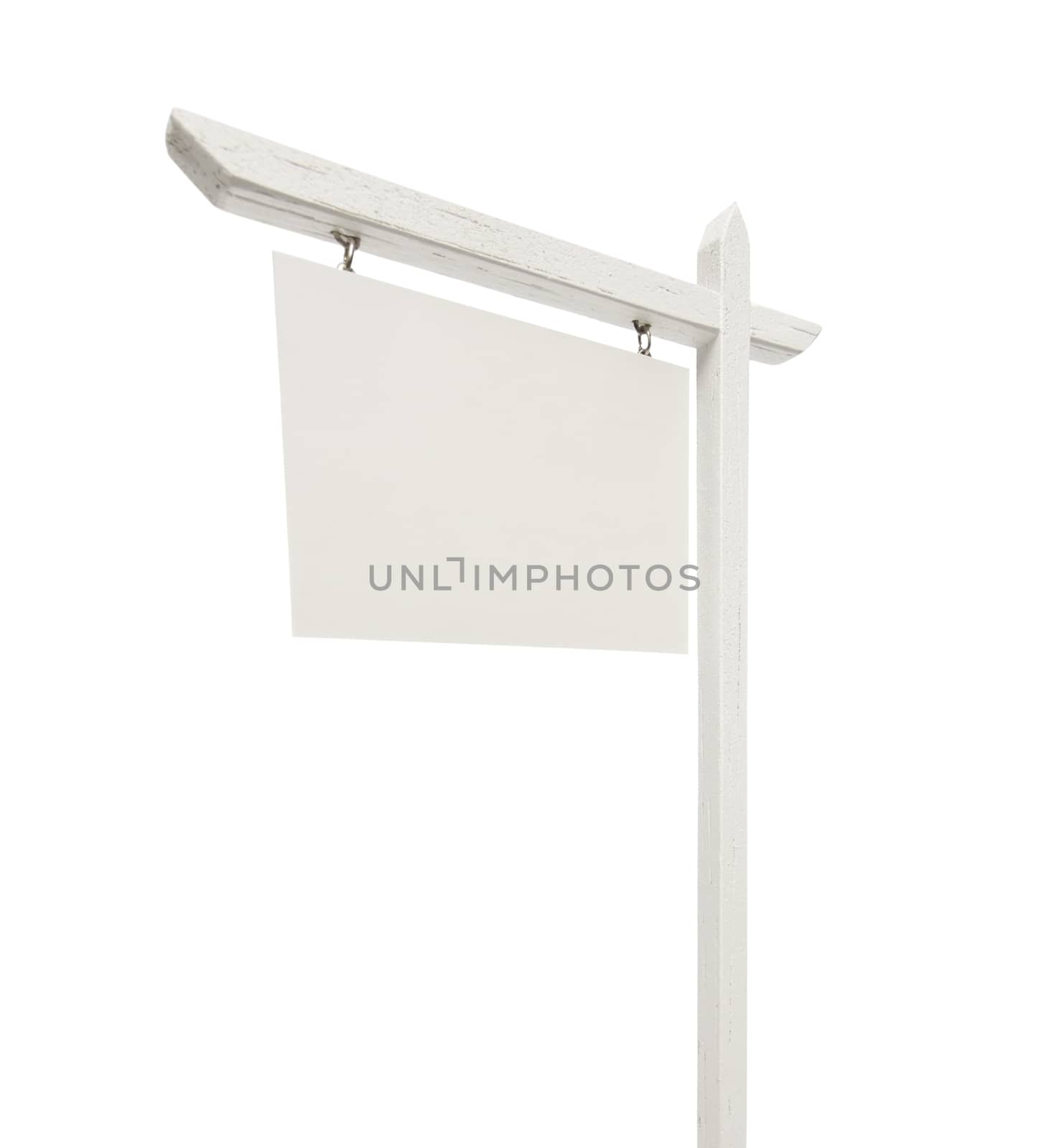 Blank Real Estate Sign Isolated on a White Background with Clipping Path.