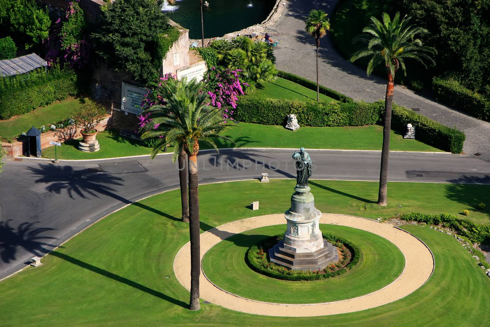 Aerial view of Vatican Gardens from St Peter Basilica, Rome, Italy