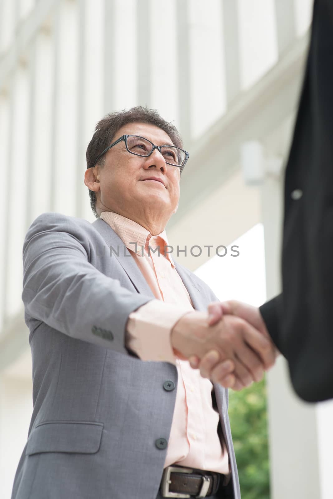 Asian businessmen handshaking by szefei