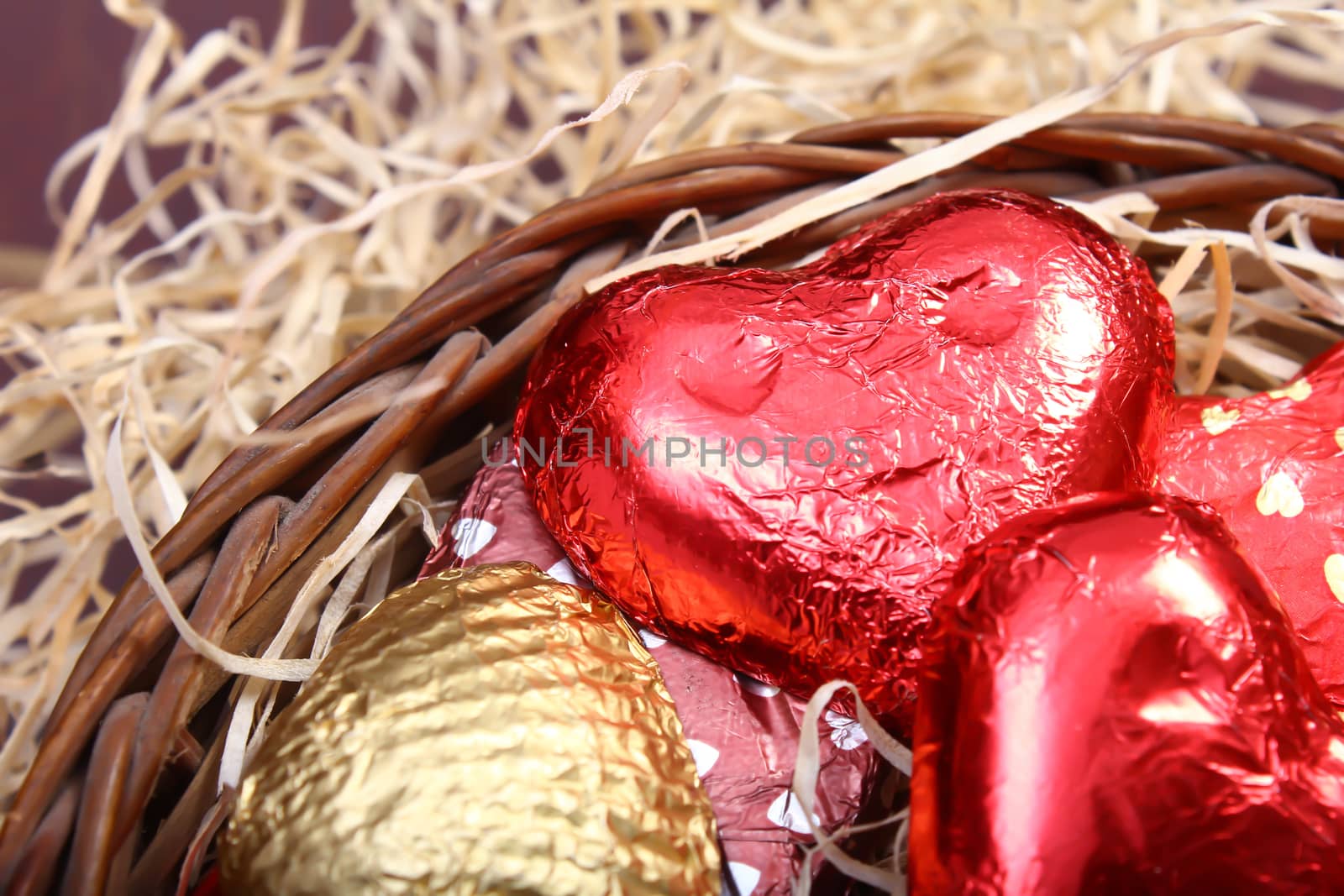 packed home made chocolates in basket