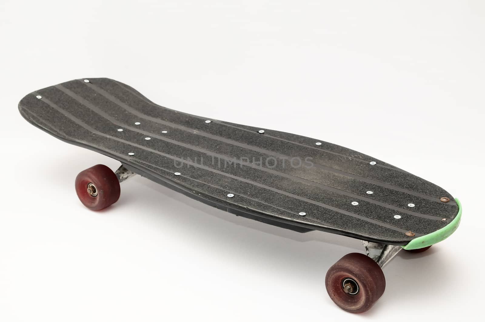 Vintage Style Black Skateboard on a white Background