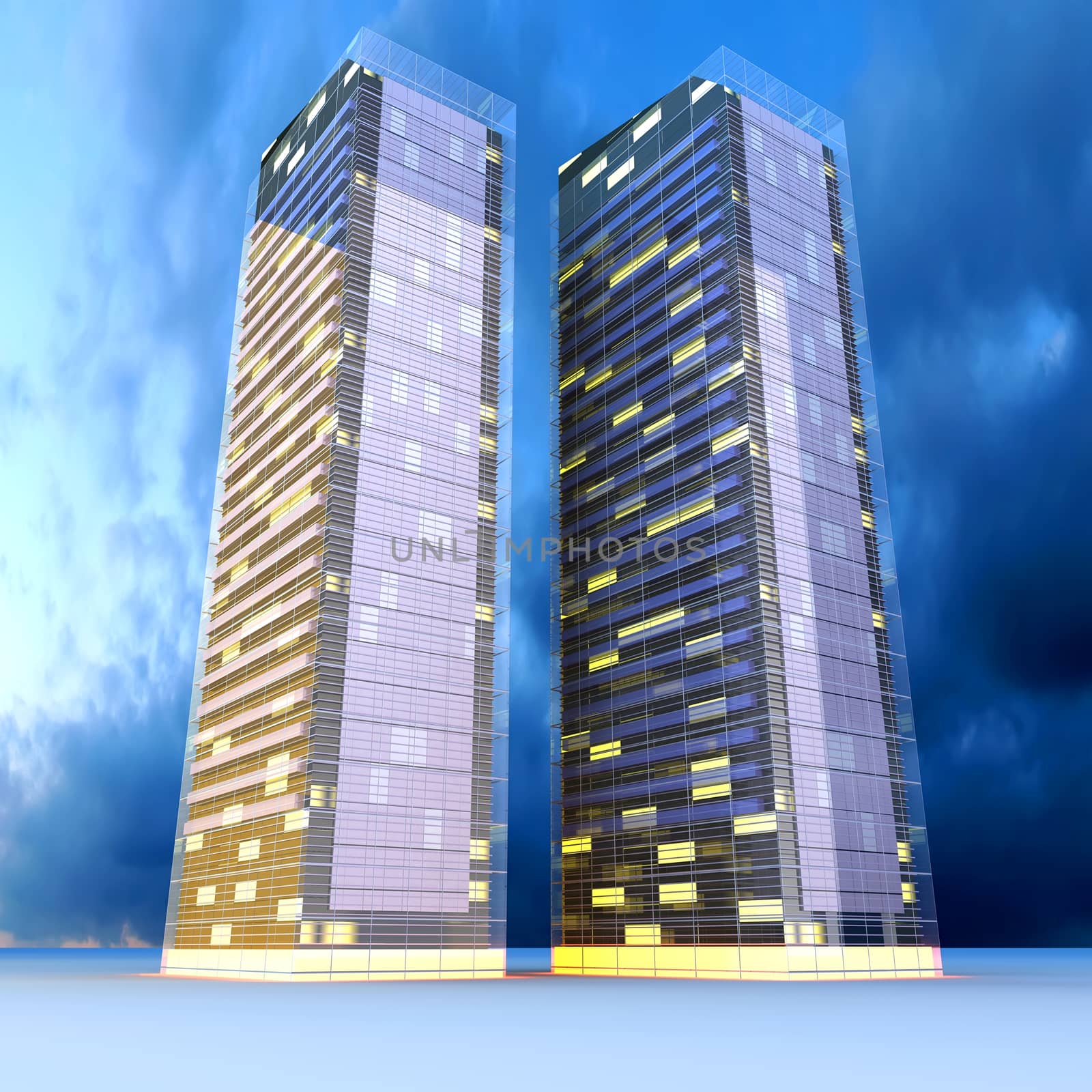 A contemporary skyscraper. 3D rendered Illustration.