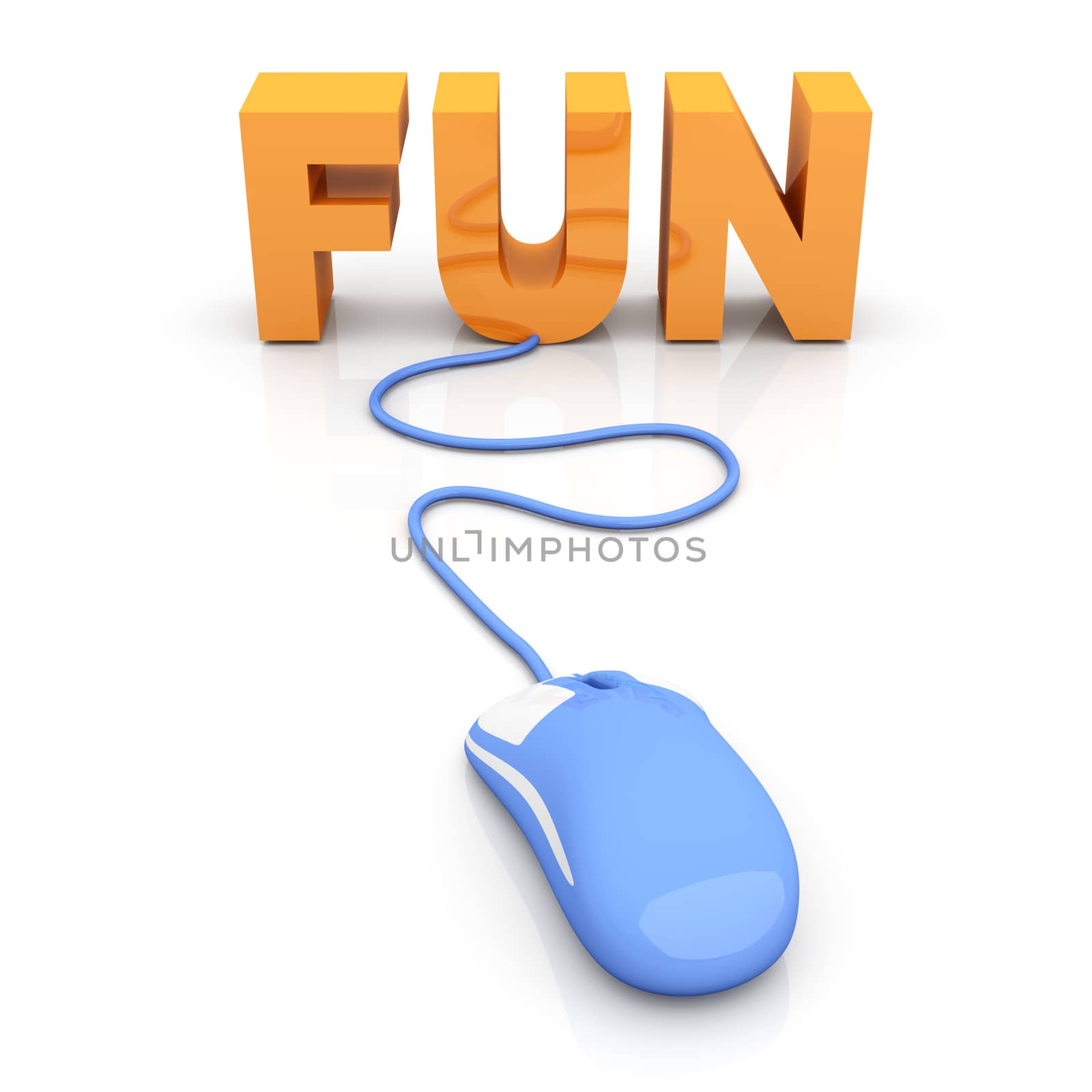 Fun online. 3D rendered Illustration. Isolated on white.