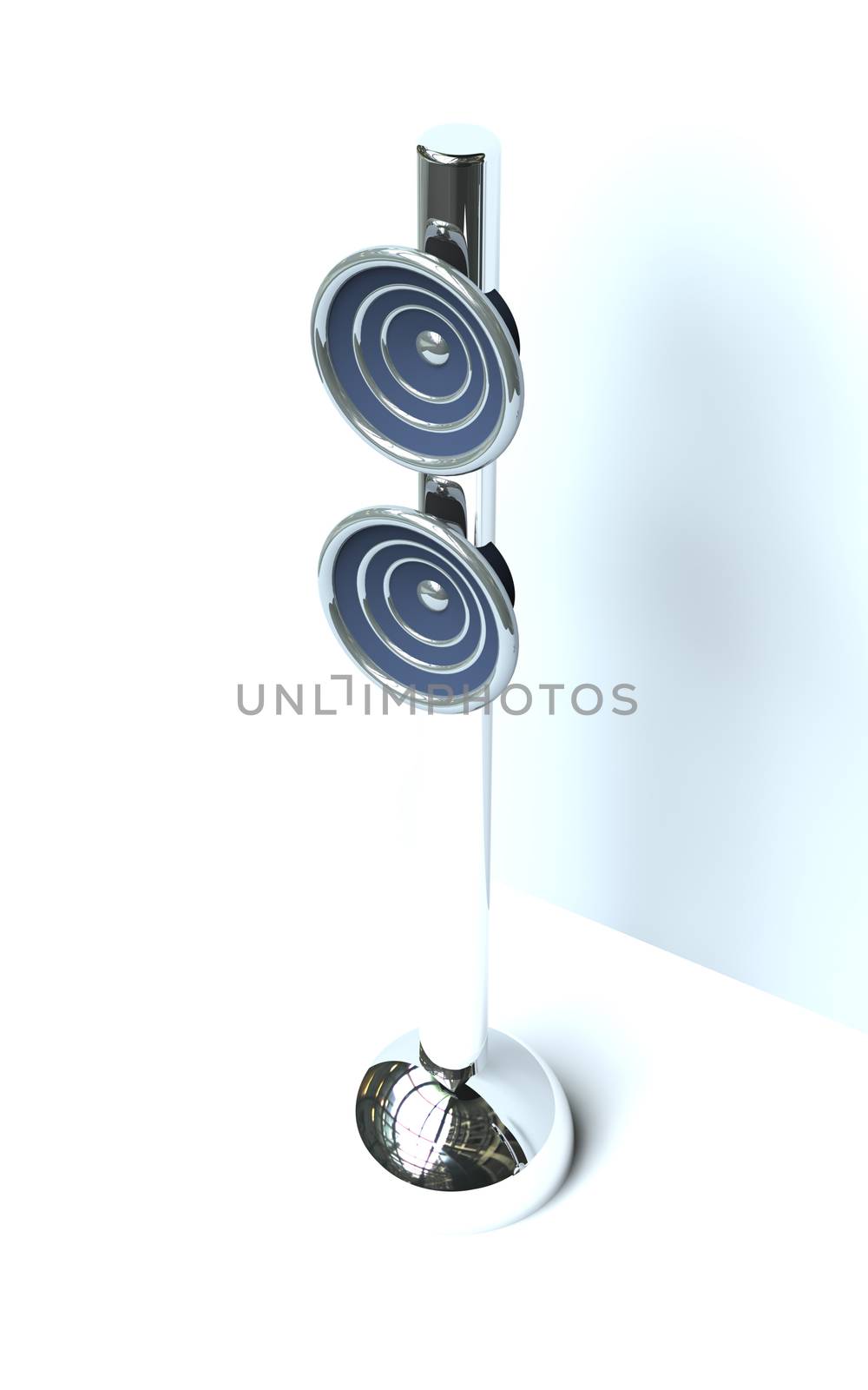 3D Illustration. Futuristic design Speakers.
