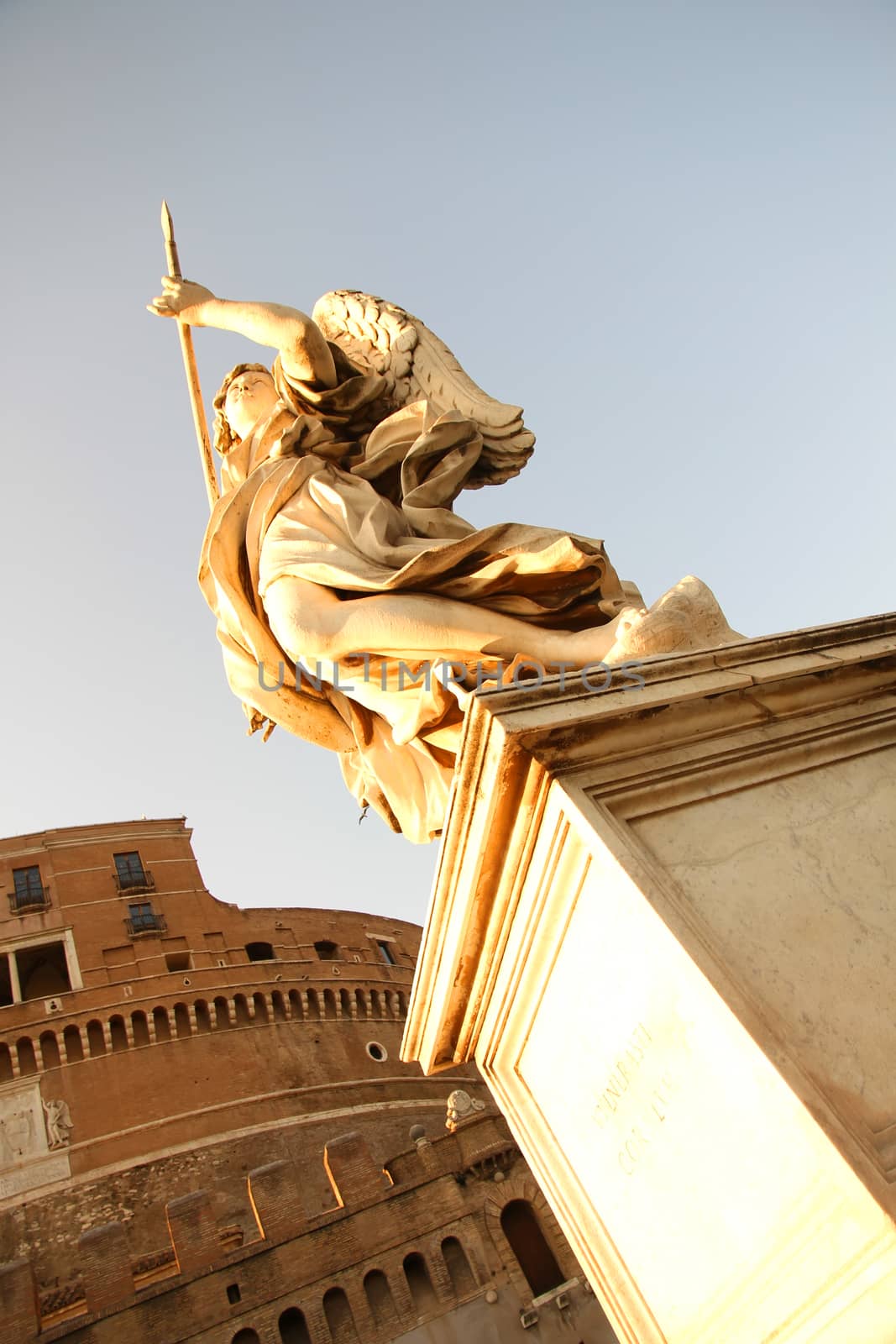 Statue in Rome in front of the Castel Sant Angelo.