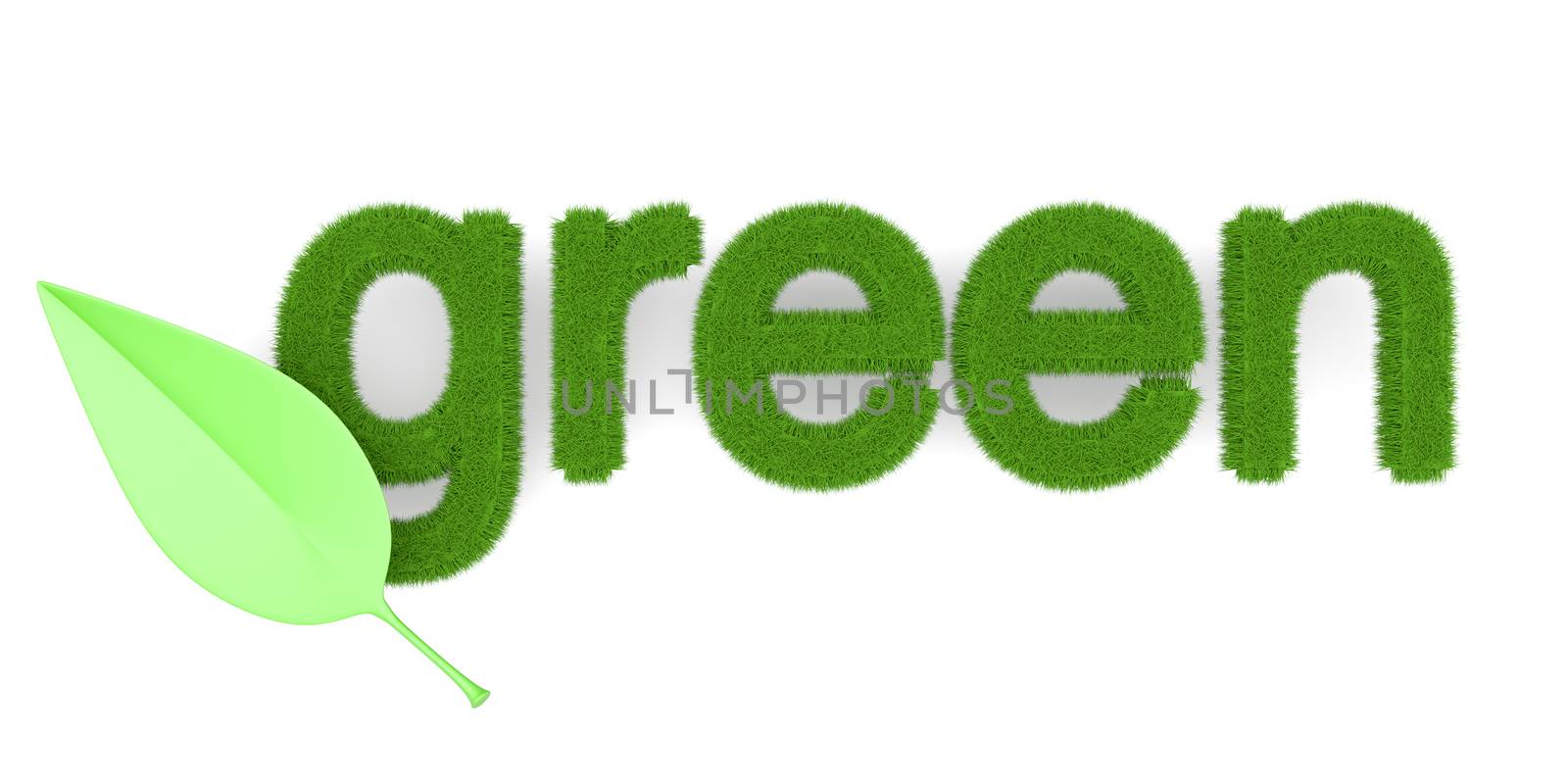 The word Green. Symbol for ecology. 3d illustration.