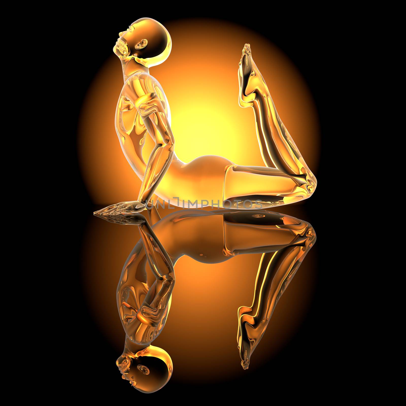 A lookalike of the King Cobra Yoga pose. 3D illustration.