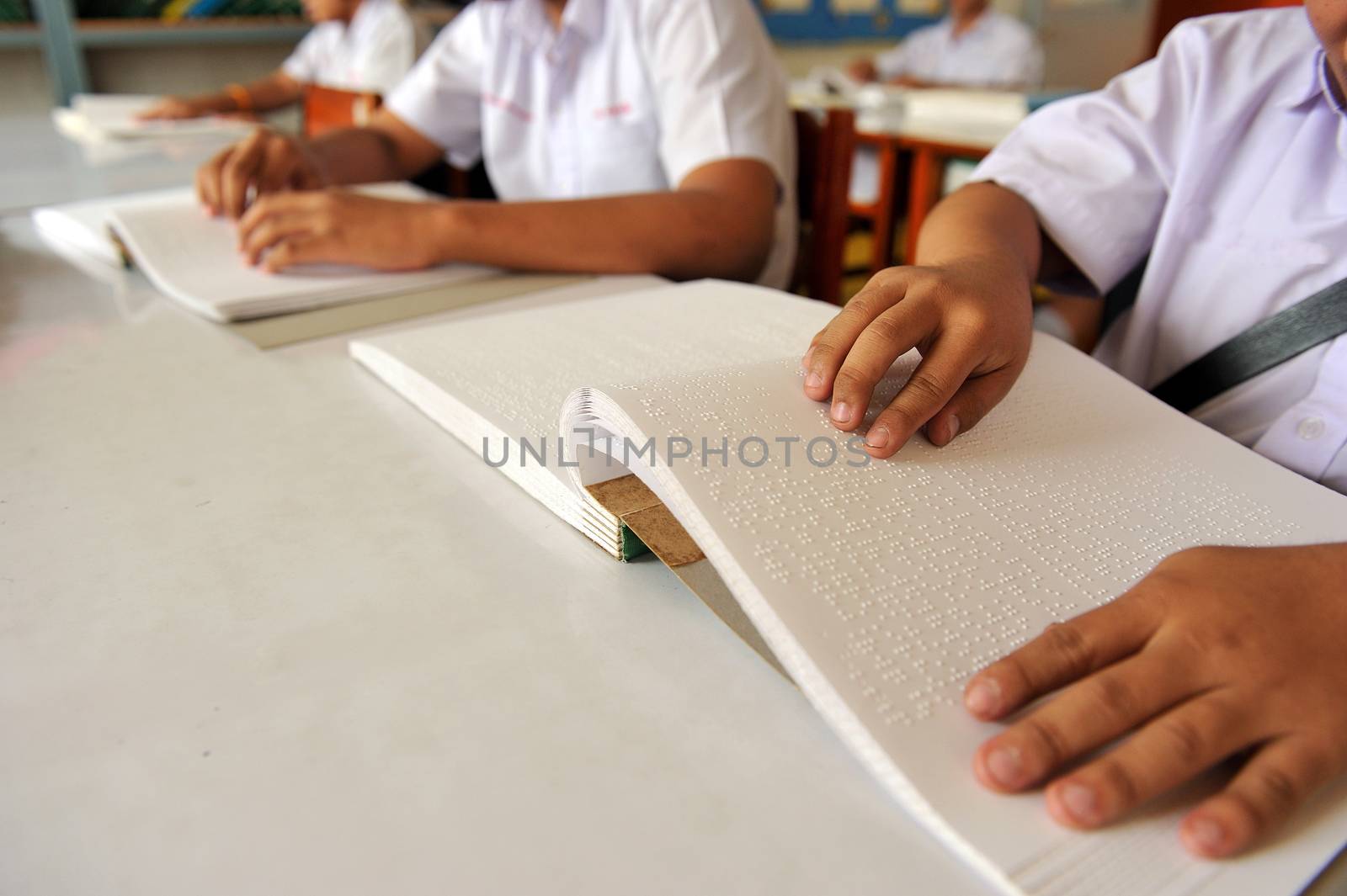 Reading the book Braille