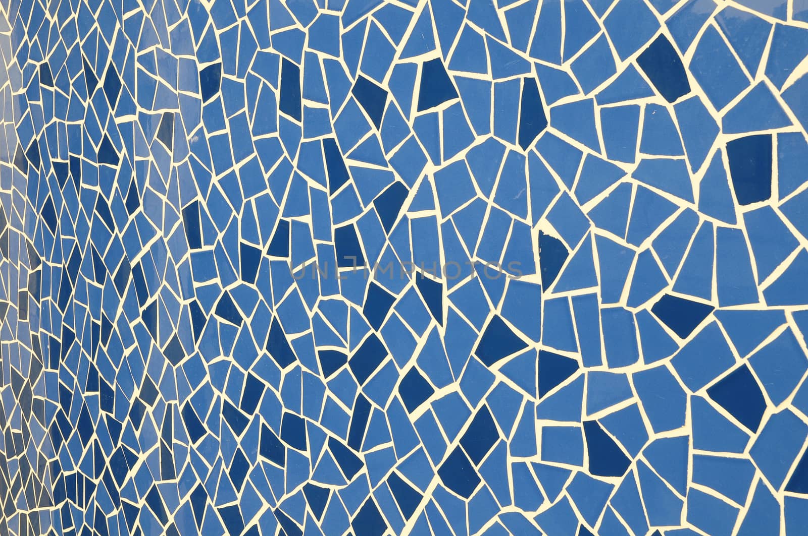 Blue and White Texture Mosaic on a Wall