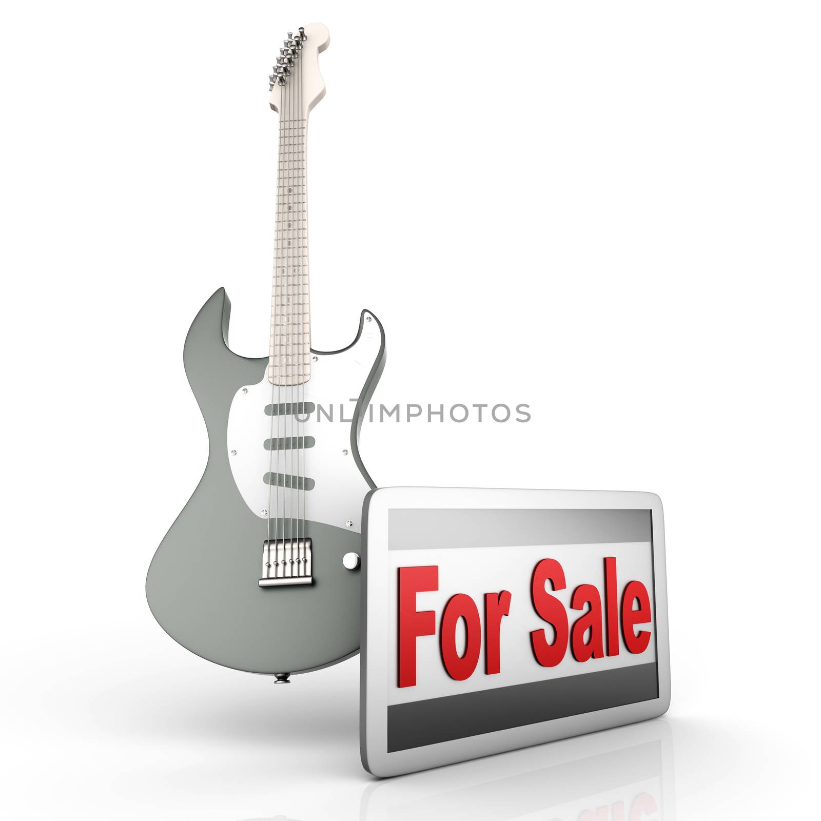 Guitar for sale. 3D rendered illustration.  