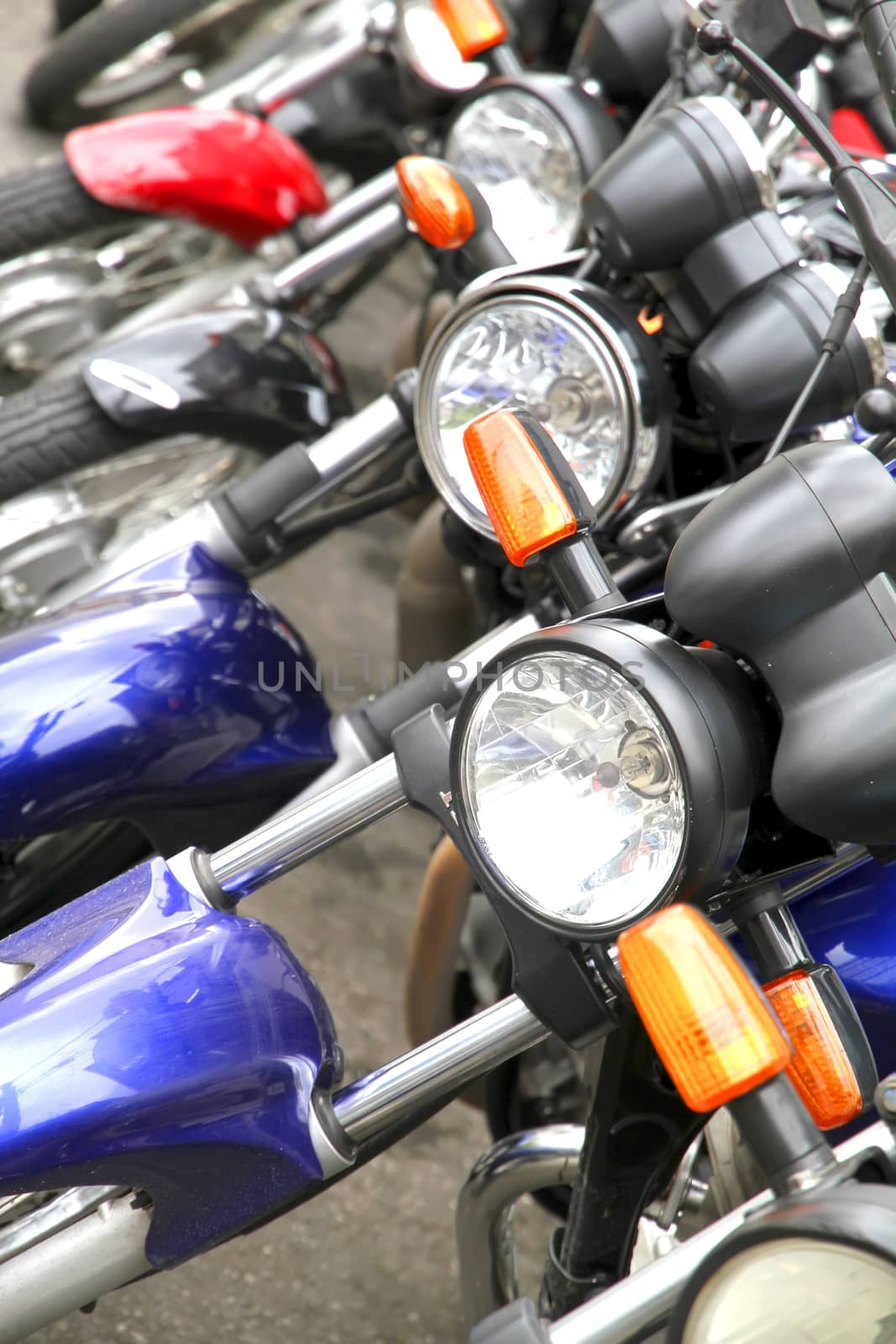 Closeup of some Motorbikes.