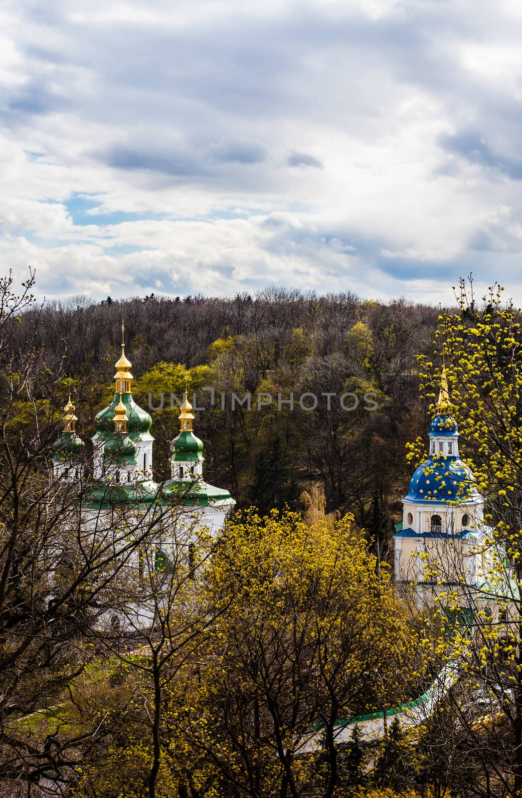 Vydubitskiy monastery in Kyiv (Ukraine) in early spring.