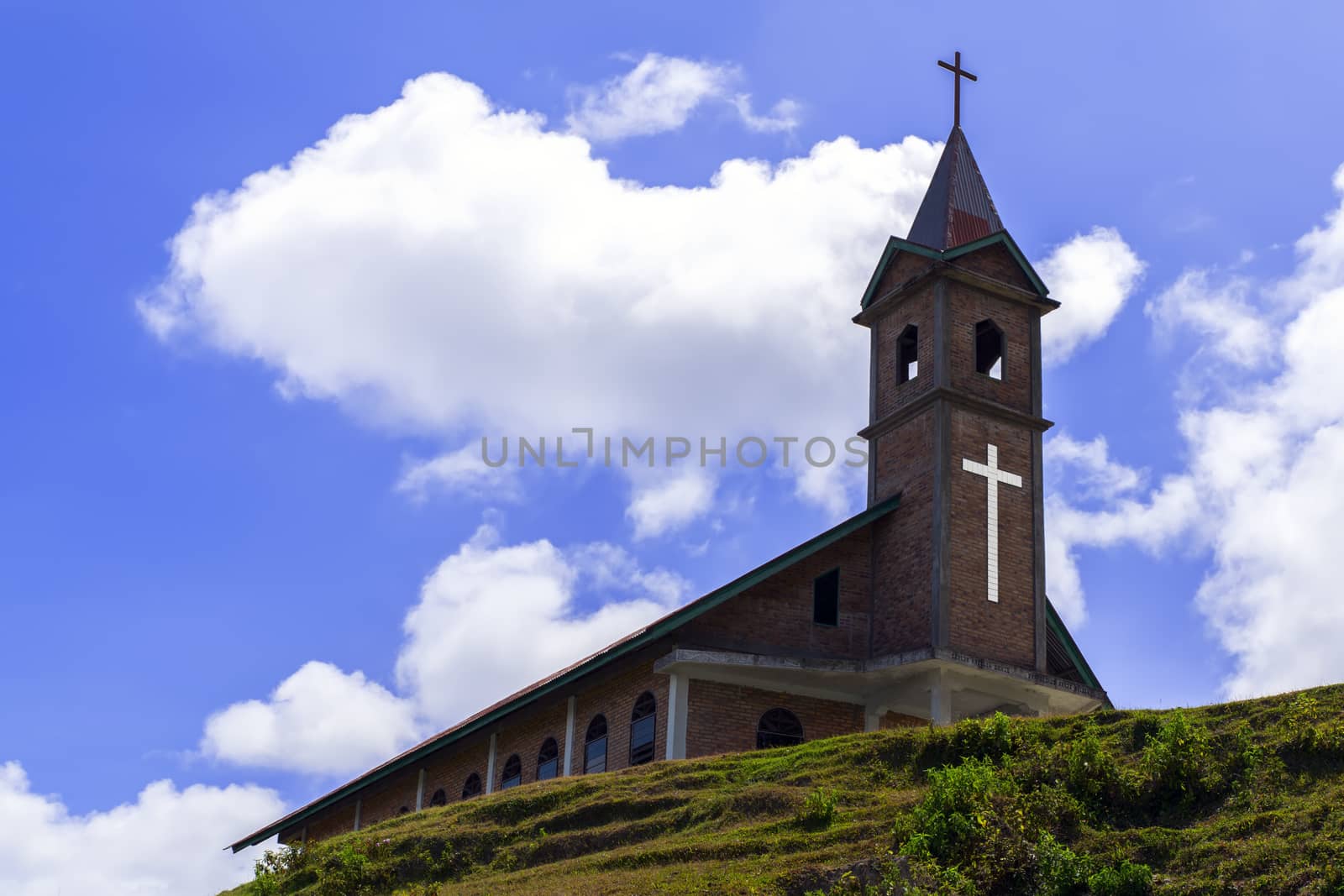 Batak Church in Samosir Island. Lake Toba, North Sumatra, Indonesia.