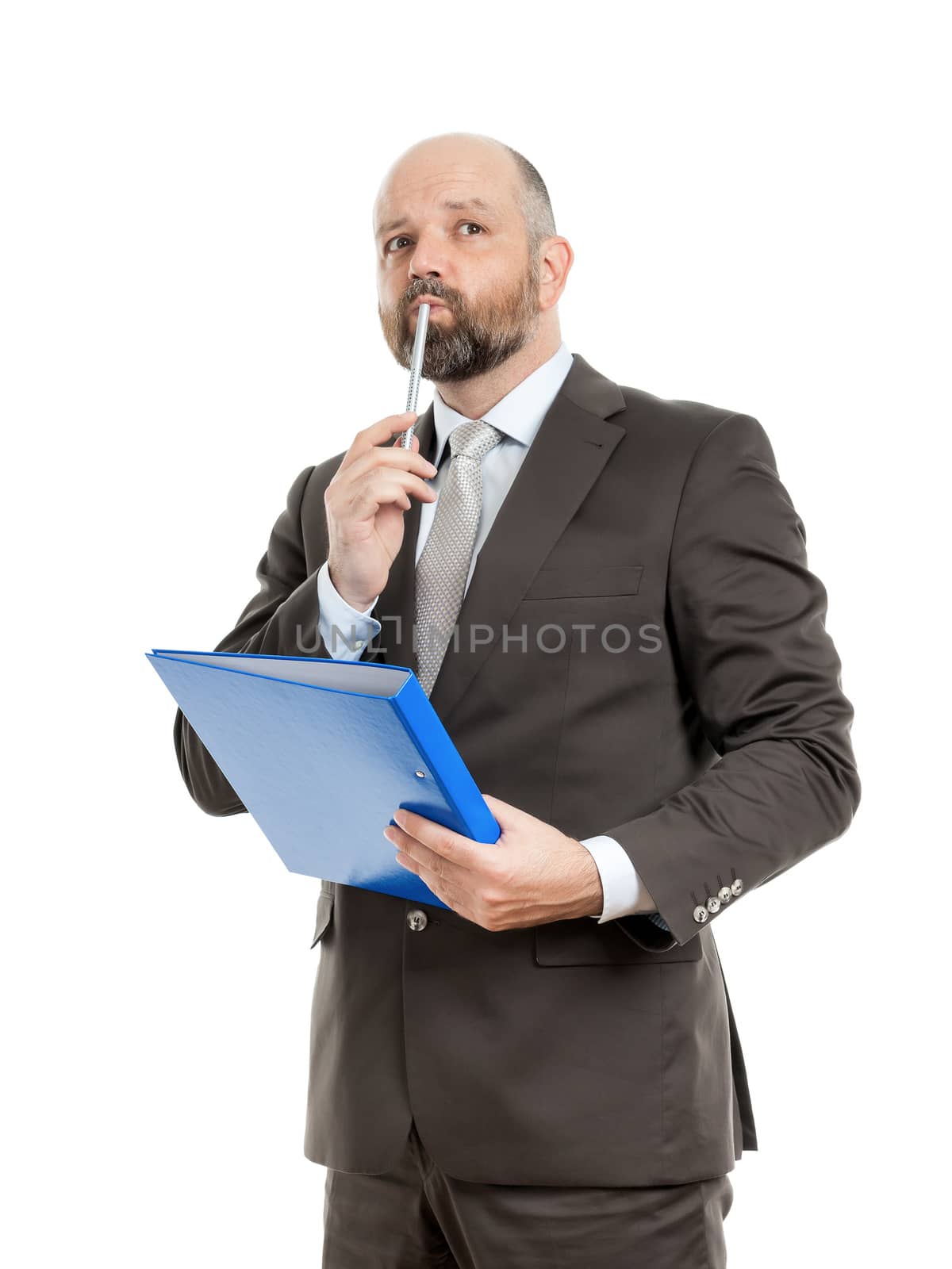 An image of a handsome business man with a blue folder