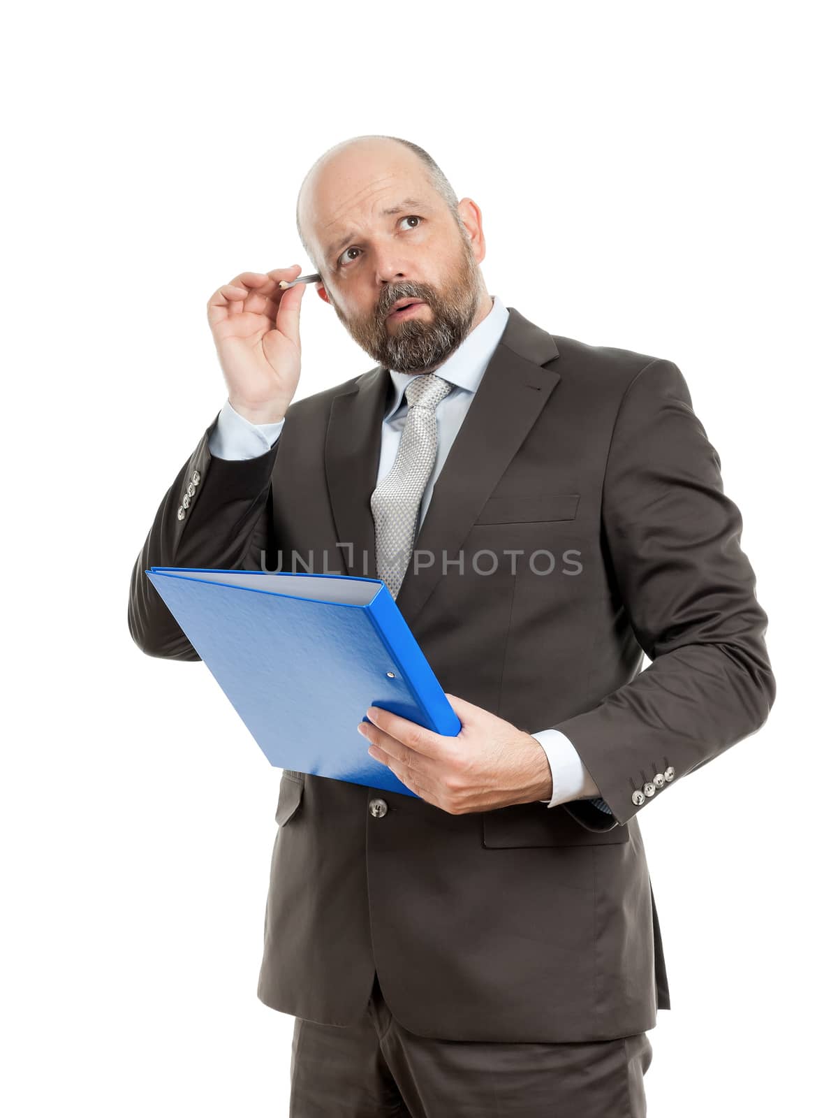 An image of a handsome business man with a blue folder